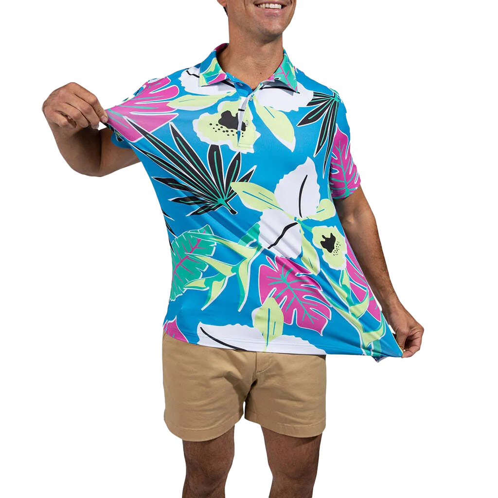 The Paradise Putt Performance Men's Short Sleeve Golf Polo Shirt