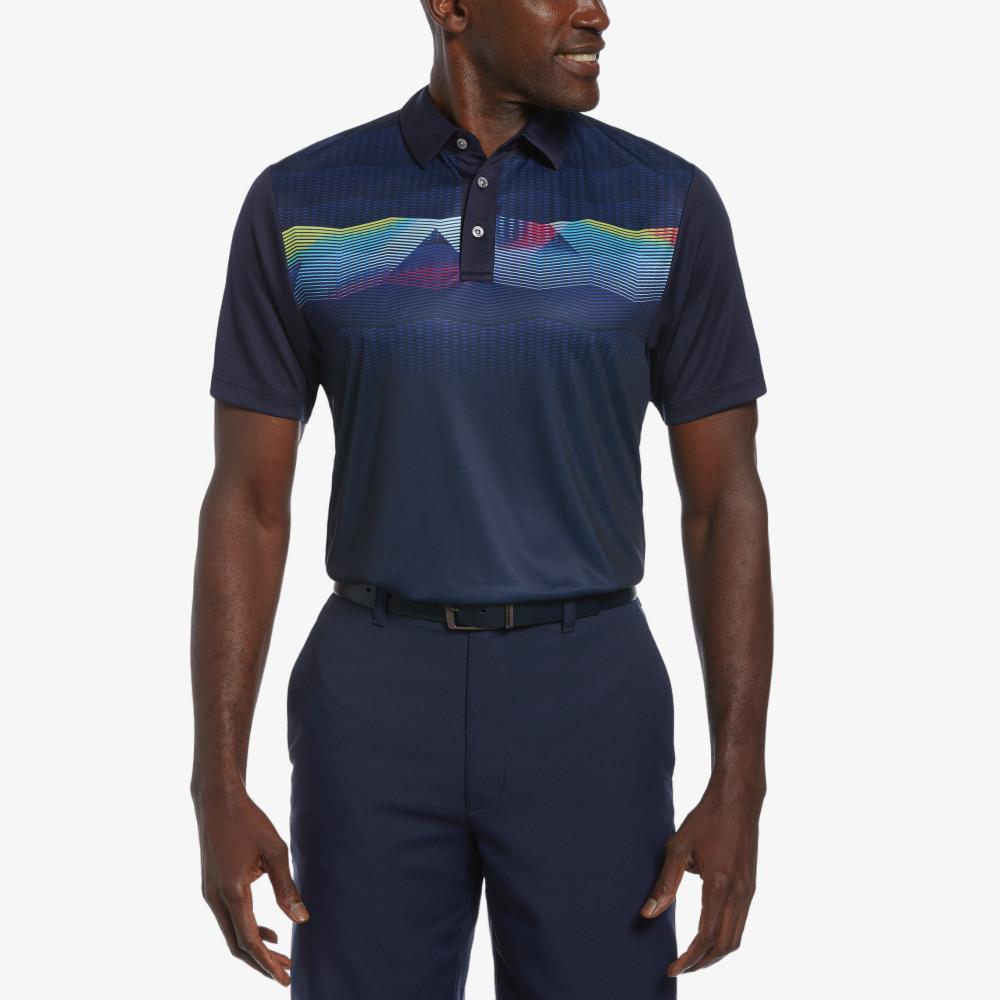 High Contrast Ombre Geo Print Short Sleeve Golf Polo Shirt