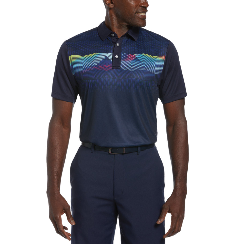 High Contrast Ombre Geo Print Men's Short Sleeve Golf Polo Shirt