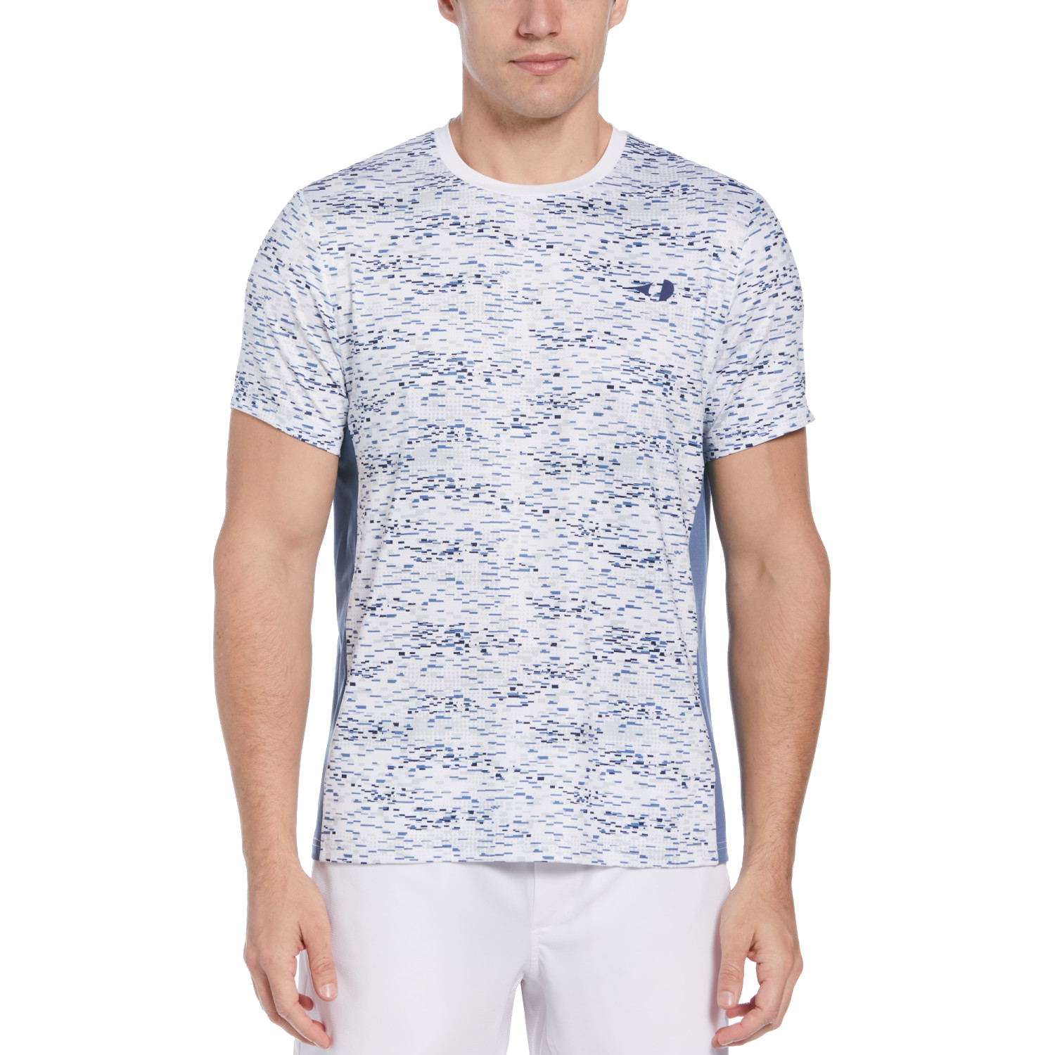 White Pieced Printed Short Sleeve Men's Tee Shirt