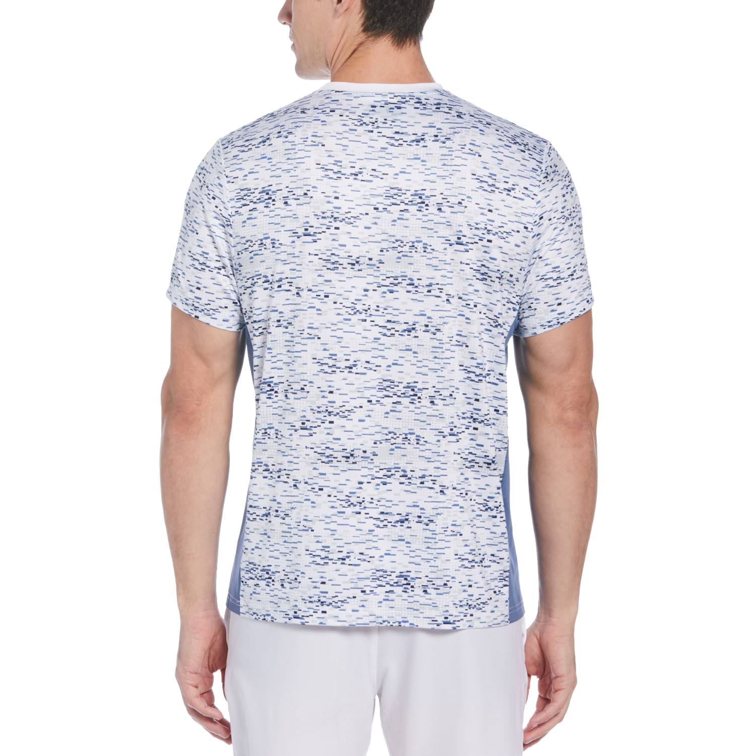 White Pieced Printed Short Sleeve Men's Tee Shirt