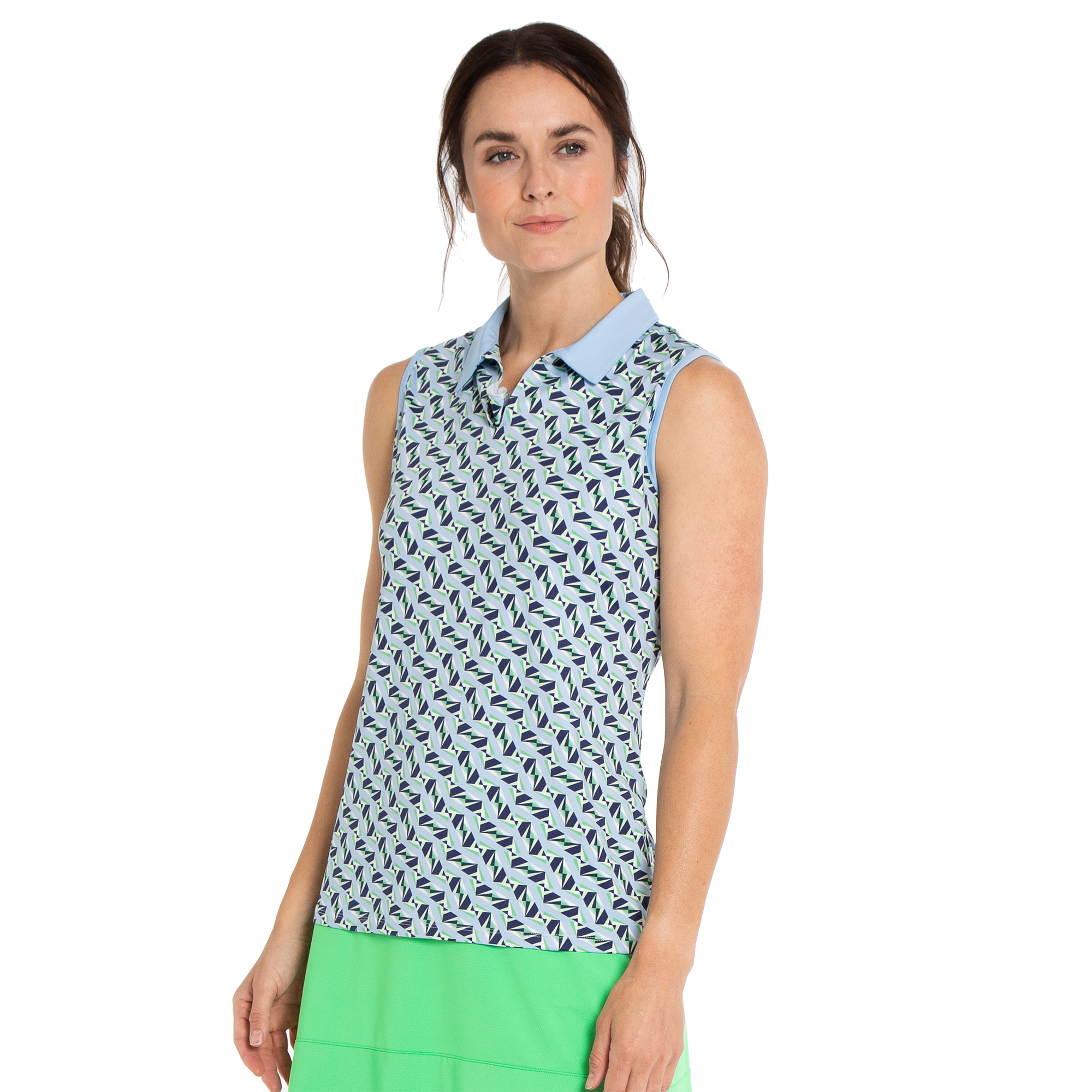 Dazzle Print Women's Sleeveless Golf Polo Shirt
