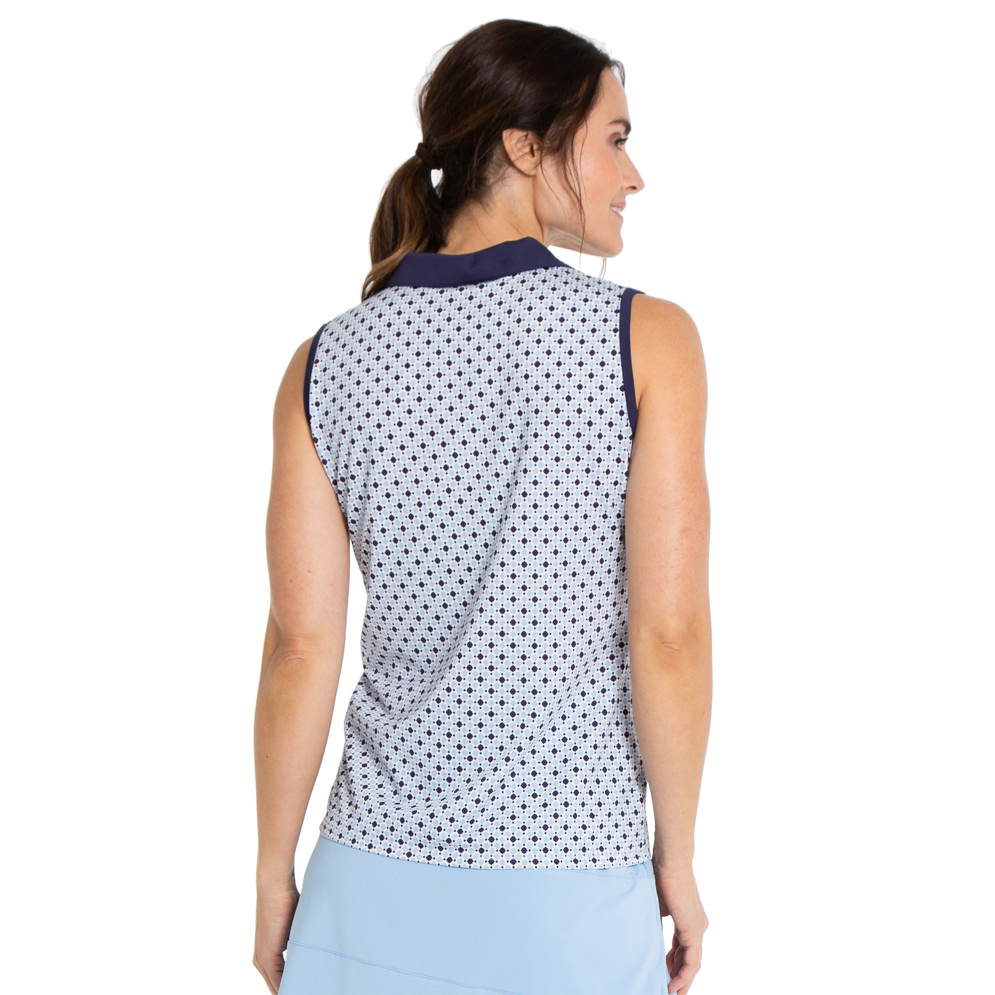 Tile Print Women's Sleeveless Golf Polo Shirt