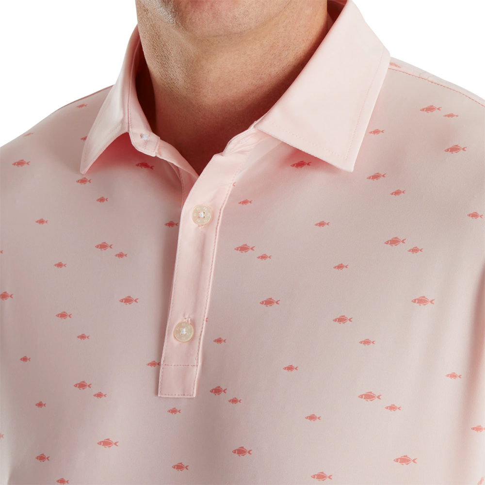 School of Fish Print Lisle Self Collar
