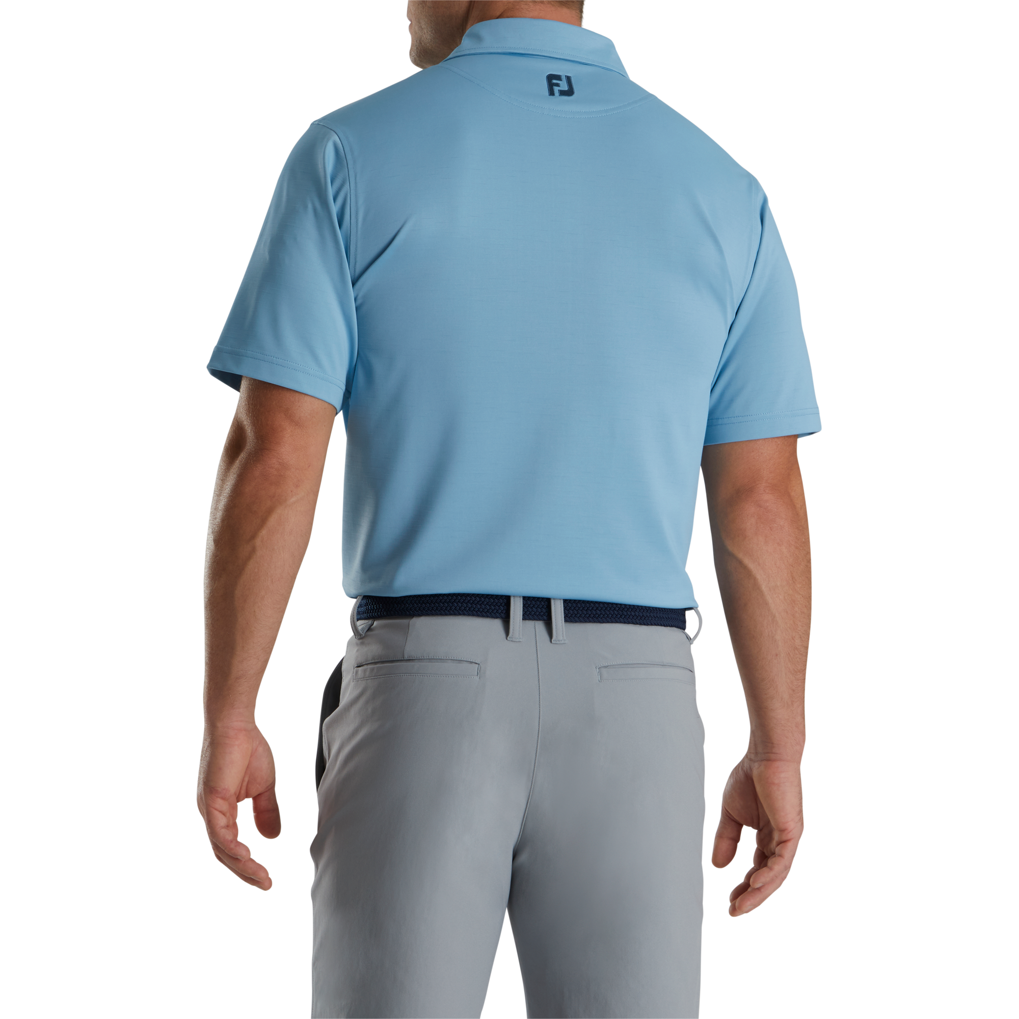 Slub Yarn Solid Self Collar Men's Short Sleeve Golf Polo Shirt