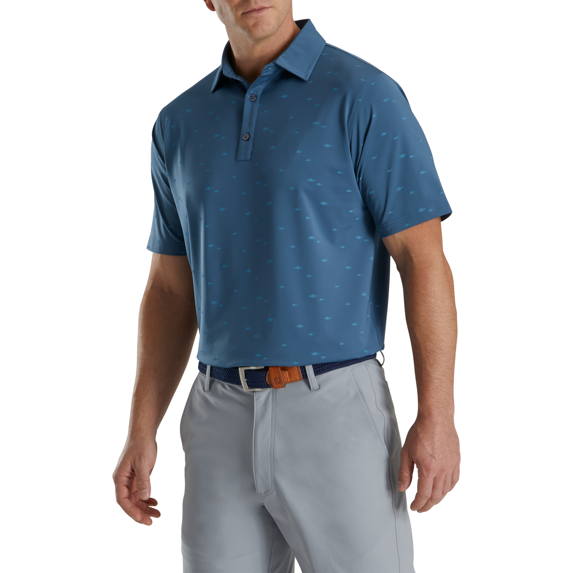 School of Fish Print Lisle Self Collar