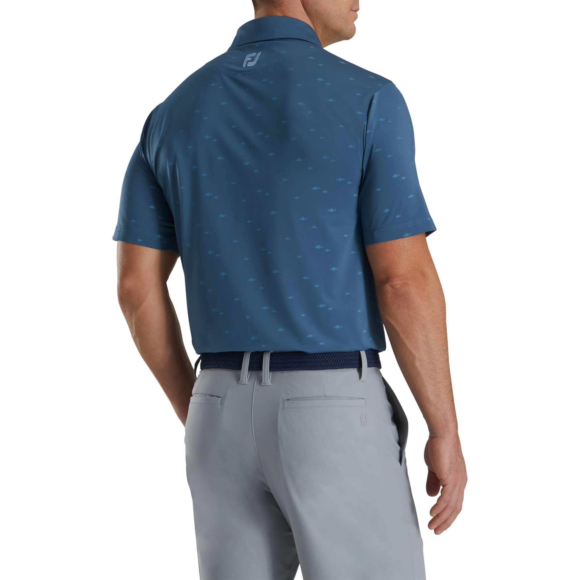 School of Fish Print Lisle Self Collar