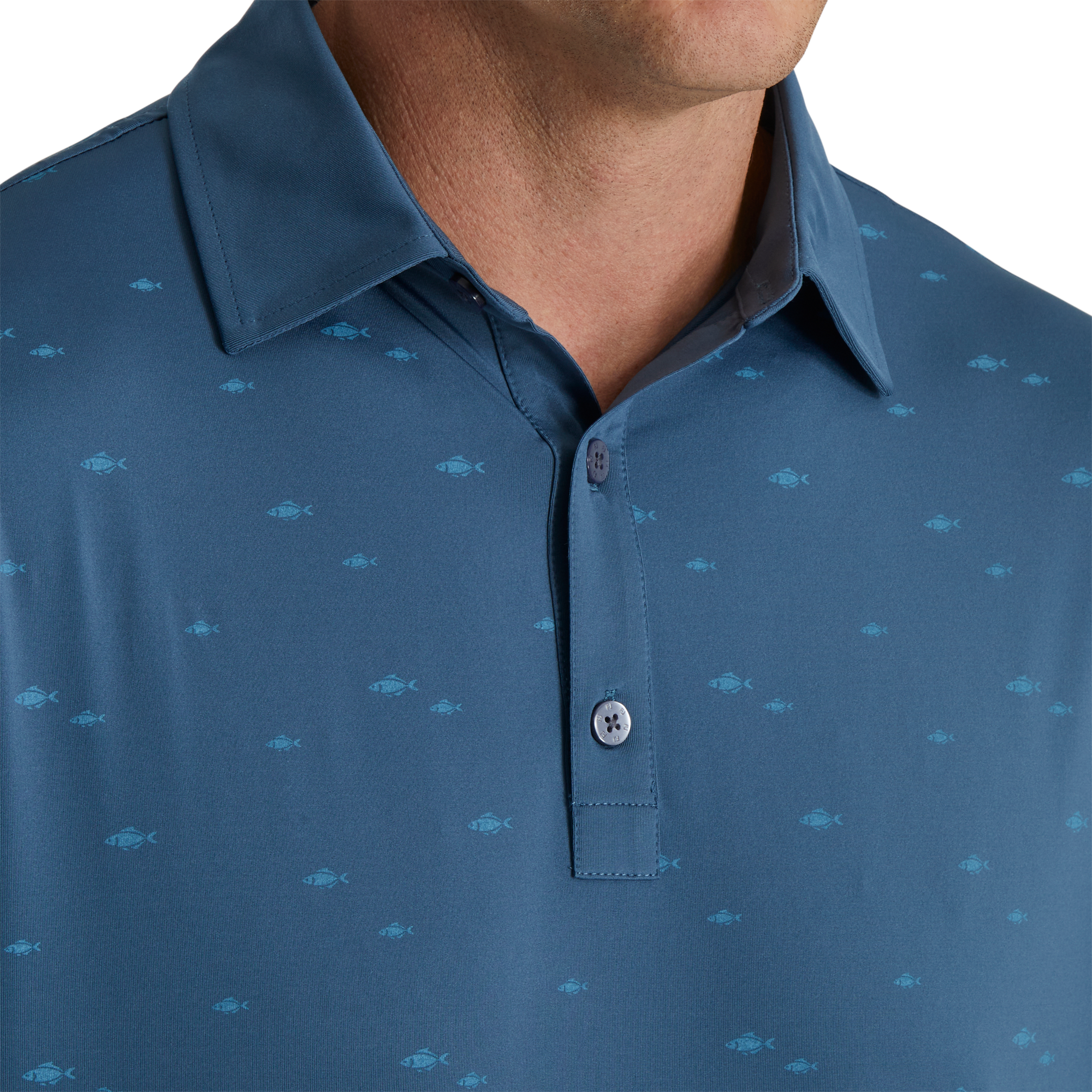 School of Fish Print Lisle Self Collar