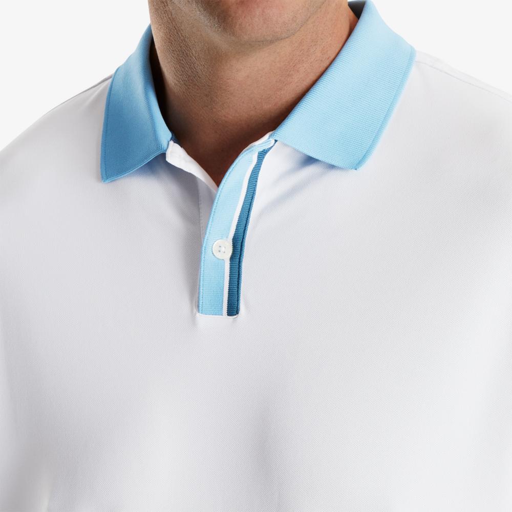 Solid Stretch Pique with Stripe Placket Knit Collar Polo