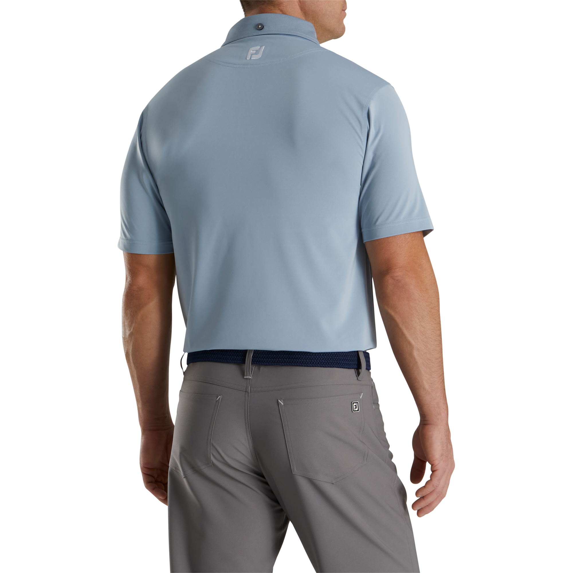 Tonal Trim Solid Pocket Lisle Self Collar Men's Short Sleeve Golf Polo Shirt