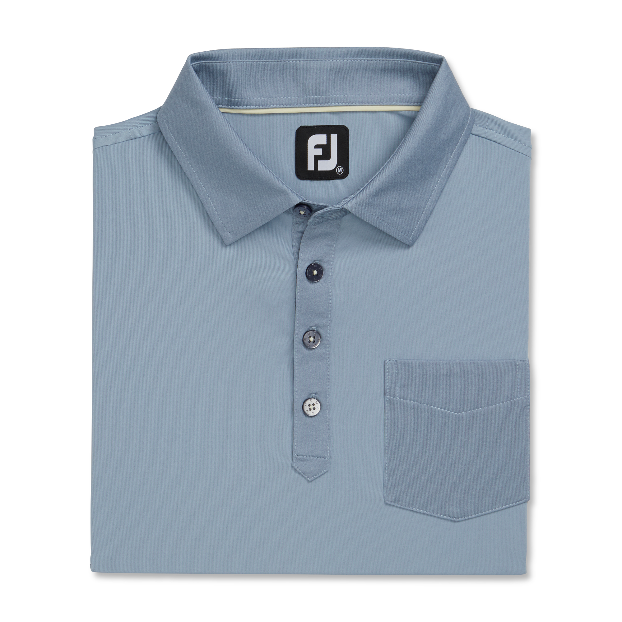 Tonal Trim Solid Pocket Lisle Self Collar Men's Short Sleeve Golf Polo Shirt