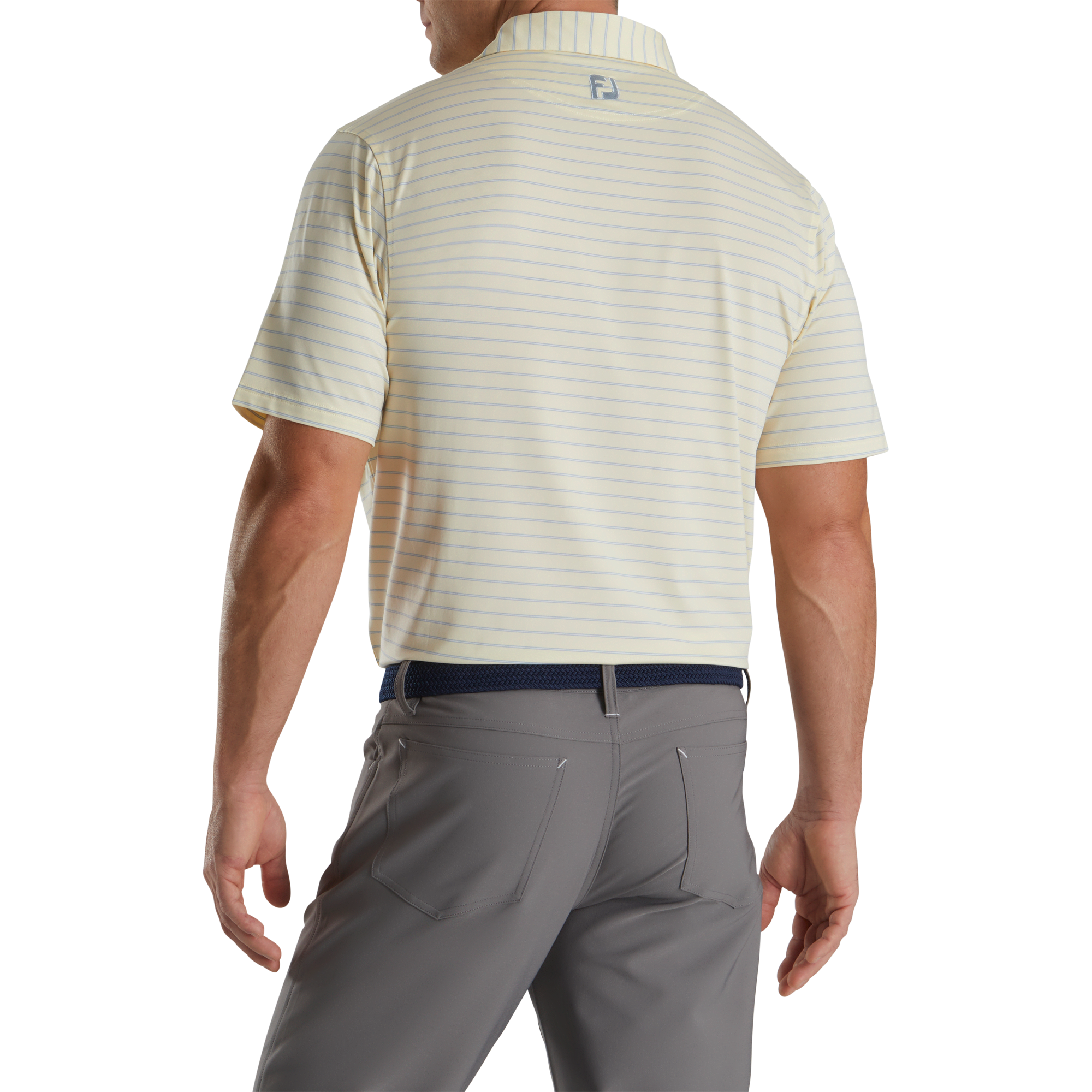 Triple Pinstripe Lisle Self Collar Men's Short Sleeve Golf Polo Shirt