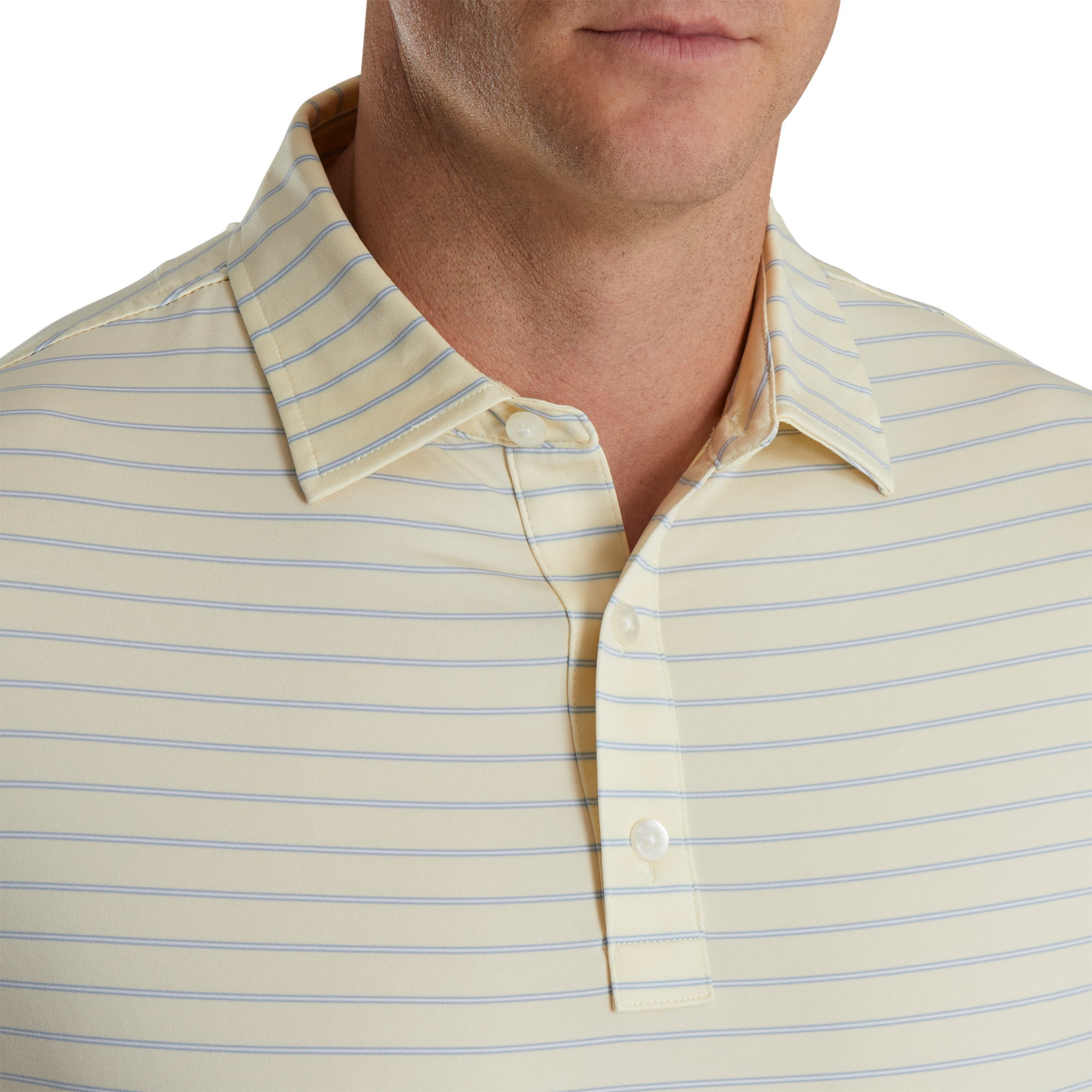 Triple Pinstripe Lisle Self Collar Men's Short Sleeve Golf Polo Shirt