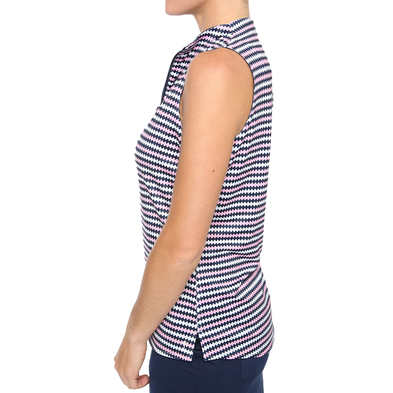 Reversible Blue Argyle Print Women's Sleeveless Golf Shirt