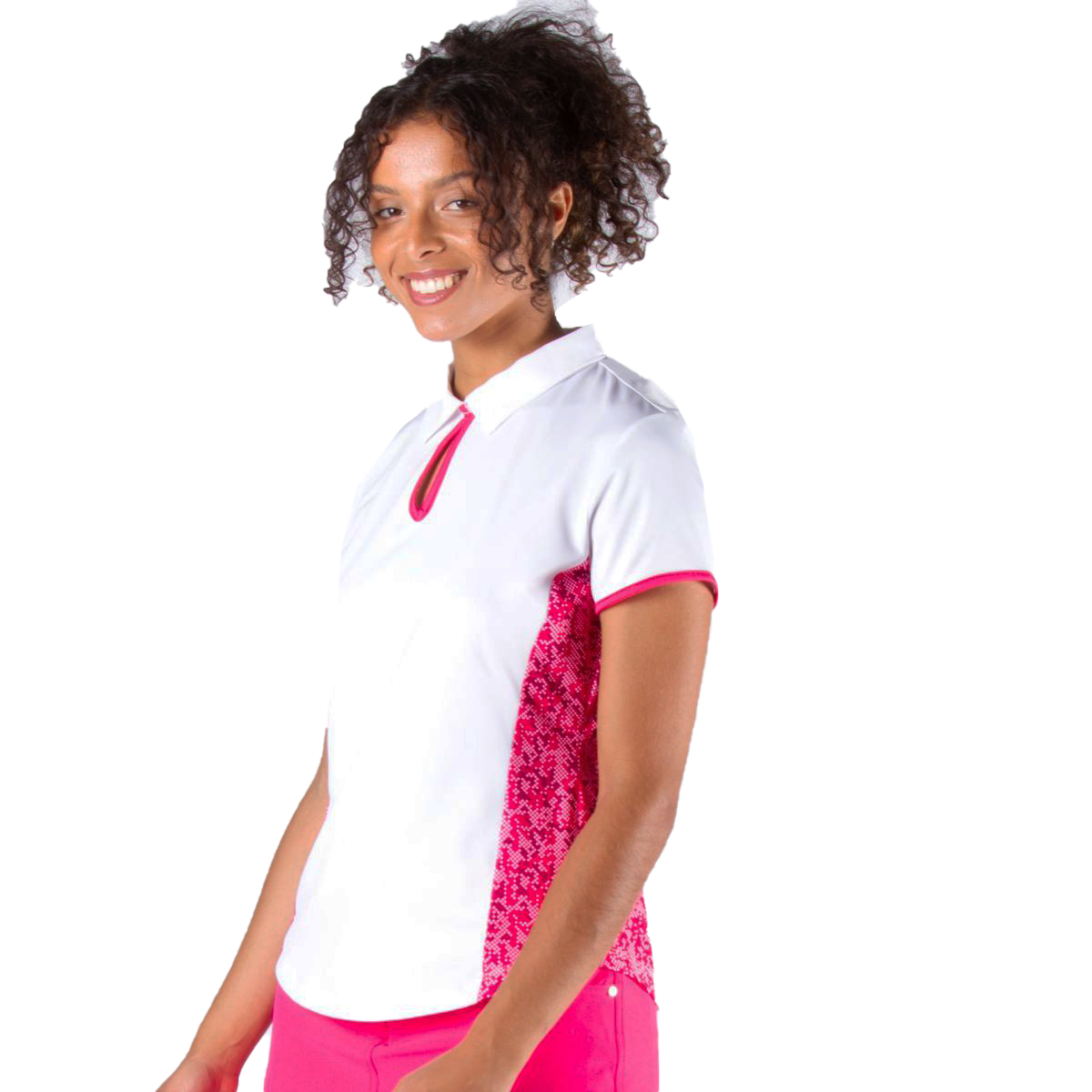 Erica Textured Knit Women's Short Sleeve Golf Polo Shirt