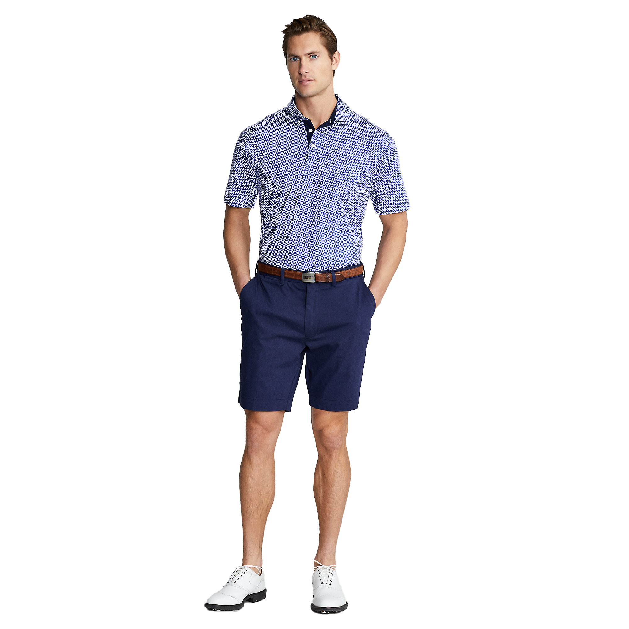 Classic Fit Print Jersey Men's Short Sleeve Golf Polo Shirt