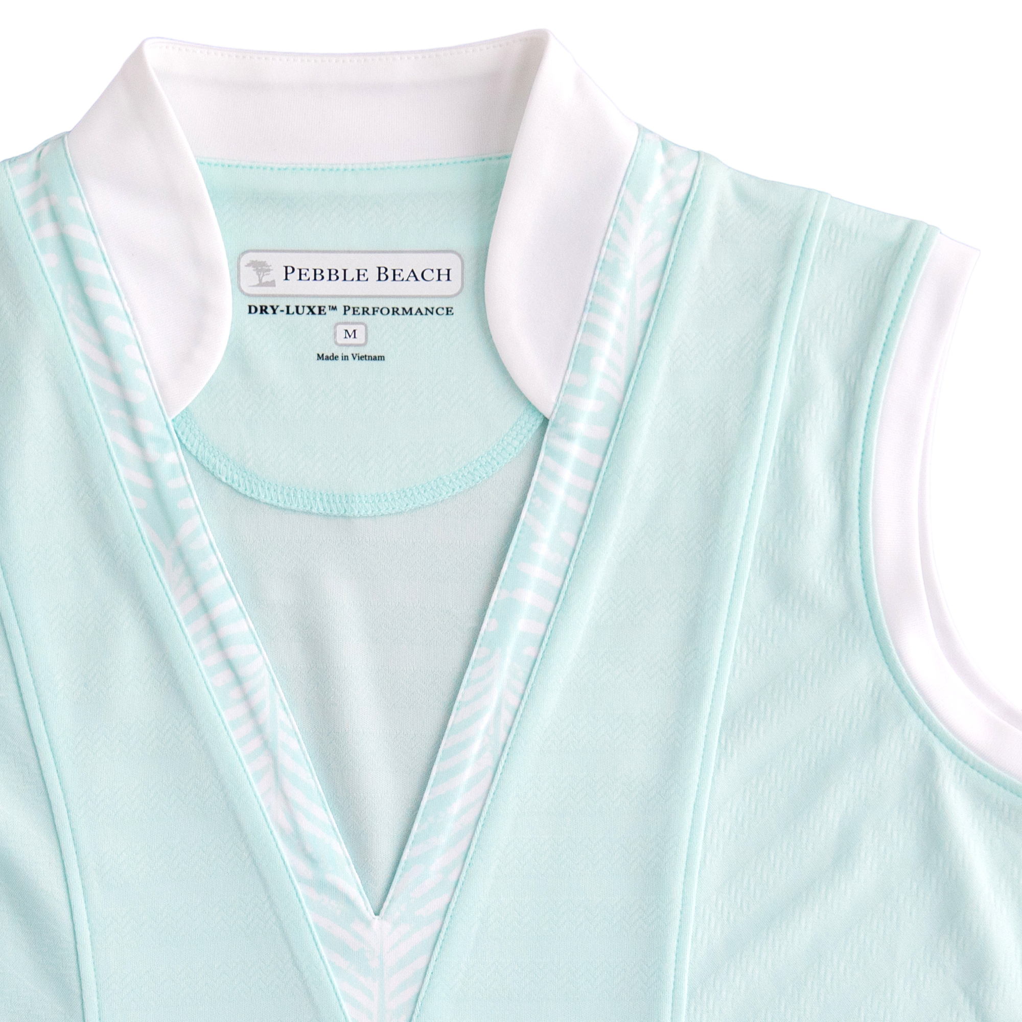 Blue Glass Textured V Neck Women's Sleeveless Golf Shirt