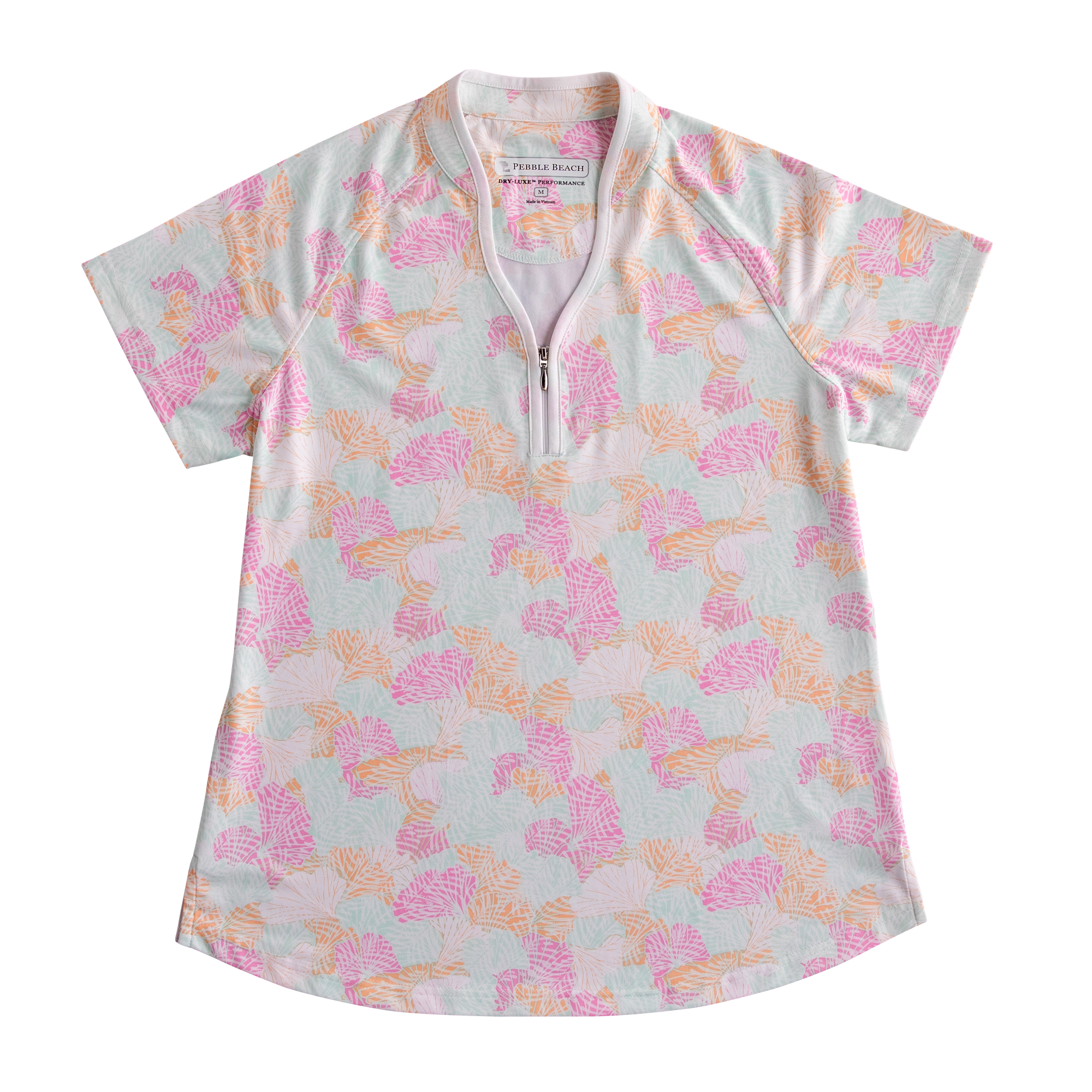Raglan Blue Glass Print Women's Short Sleeve Golf Shirt