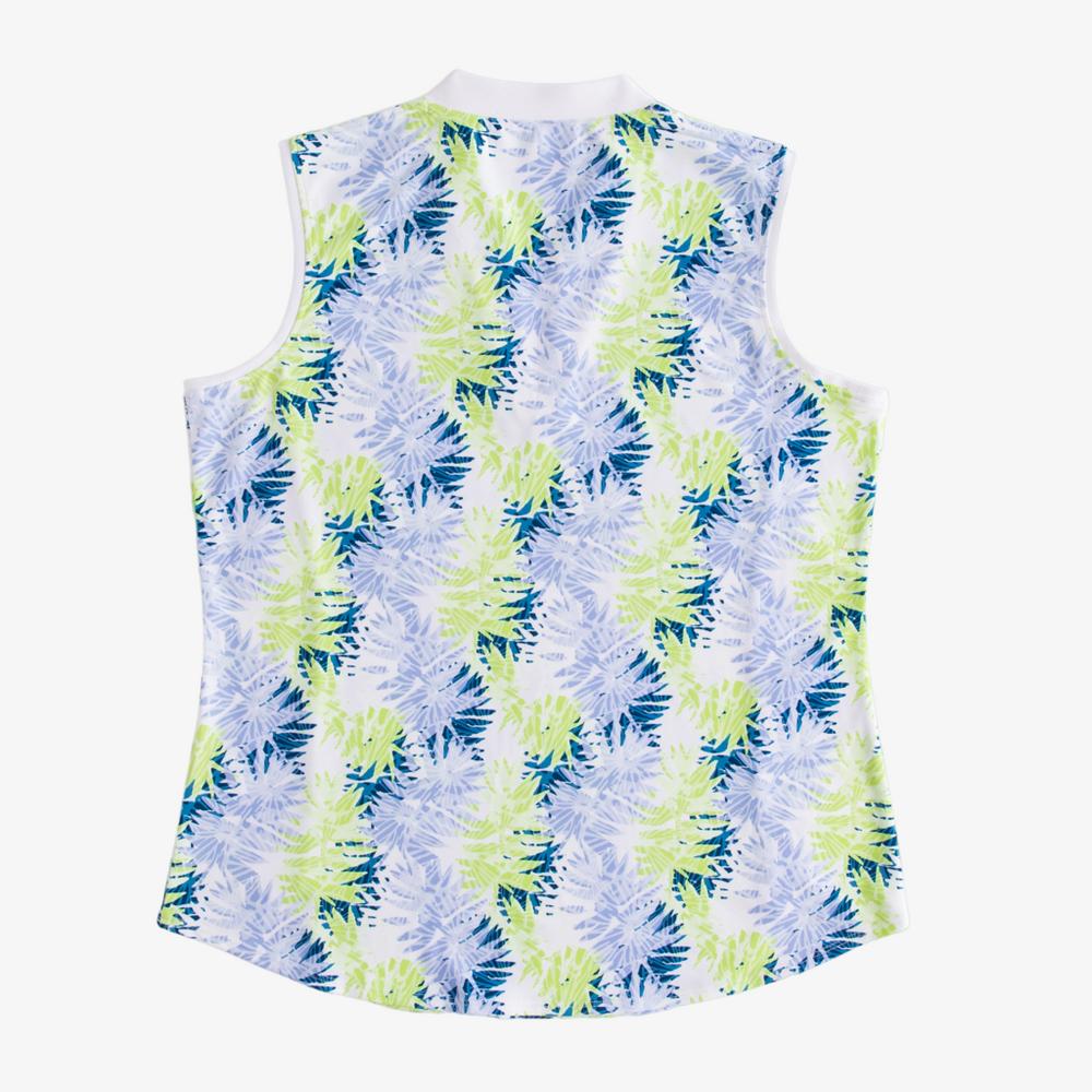 Summer Palm Print  Sleeveless Polo