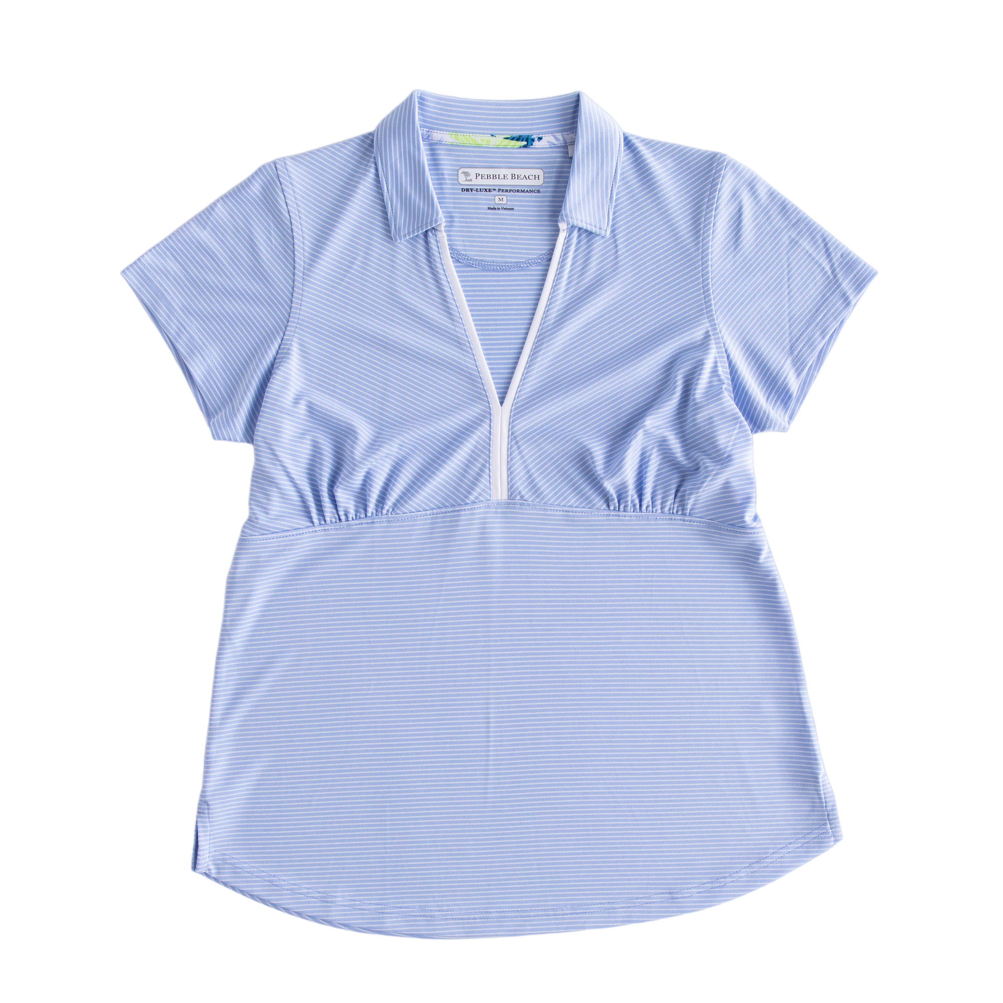 Summer Palm Striped Women's Short Sleeve Golf Polo Shirt