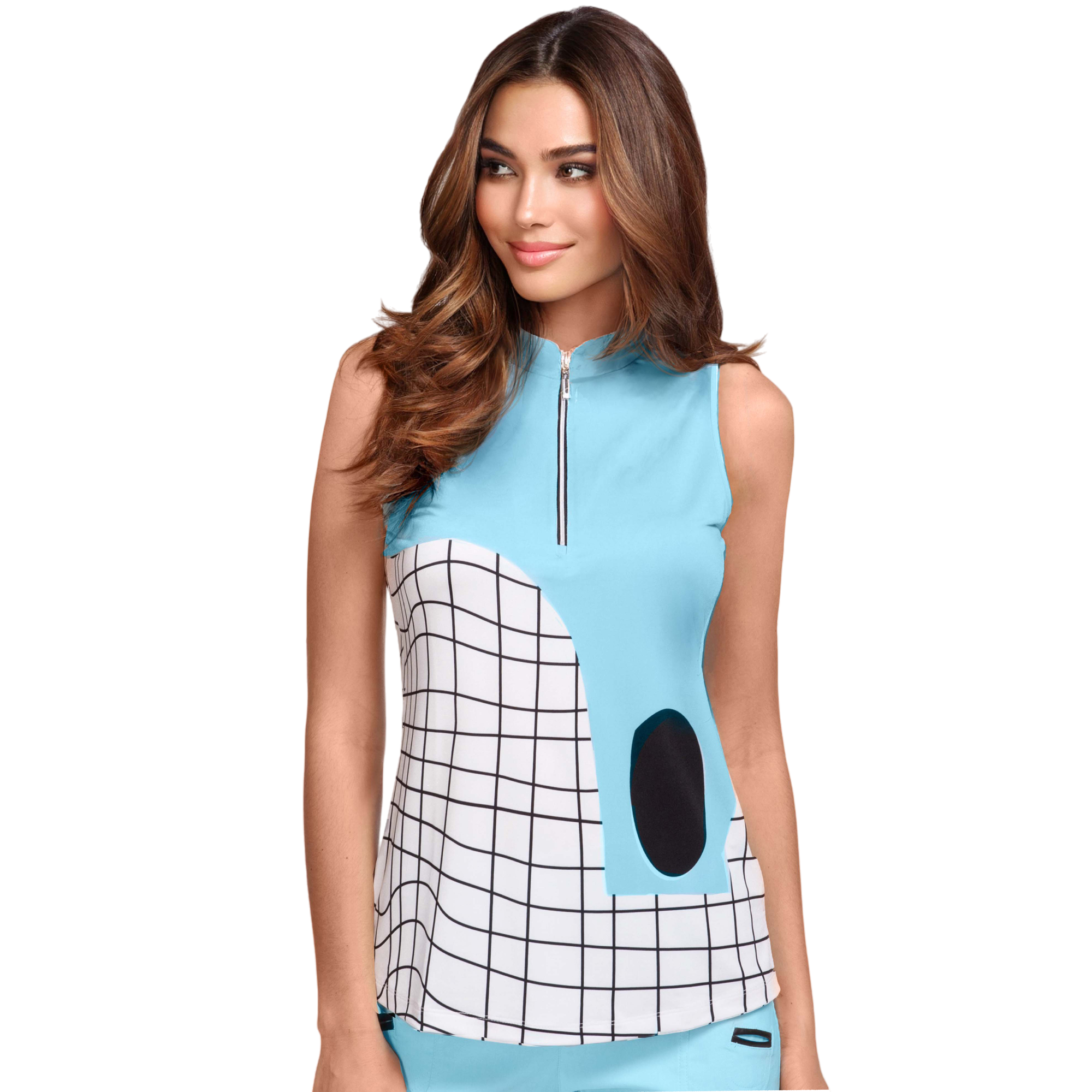 Geometric Grid Women's Sleeveless Golf Shirt