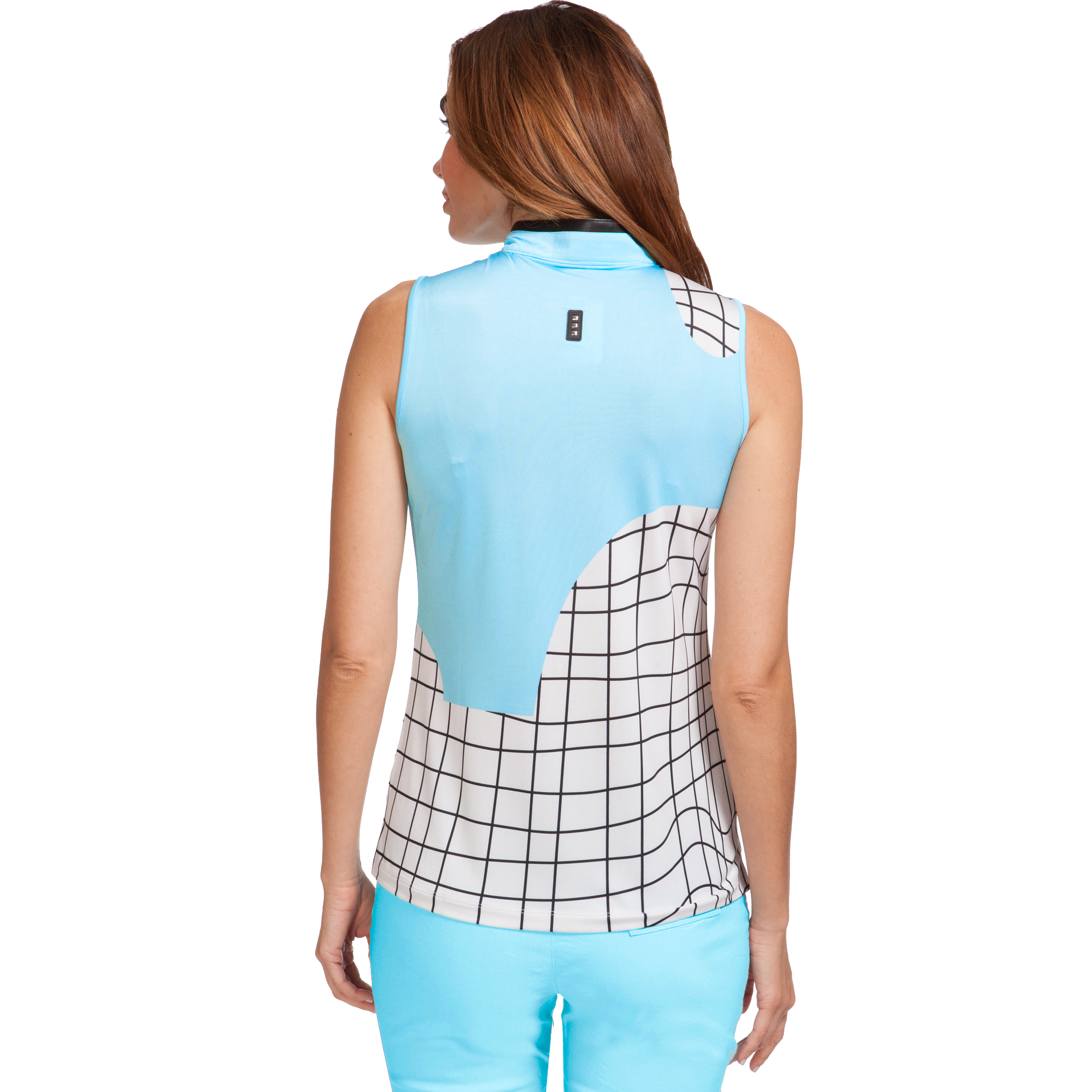Geometric Grid Women's Sleeveless Golf Shirt
