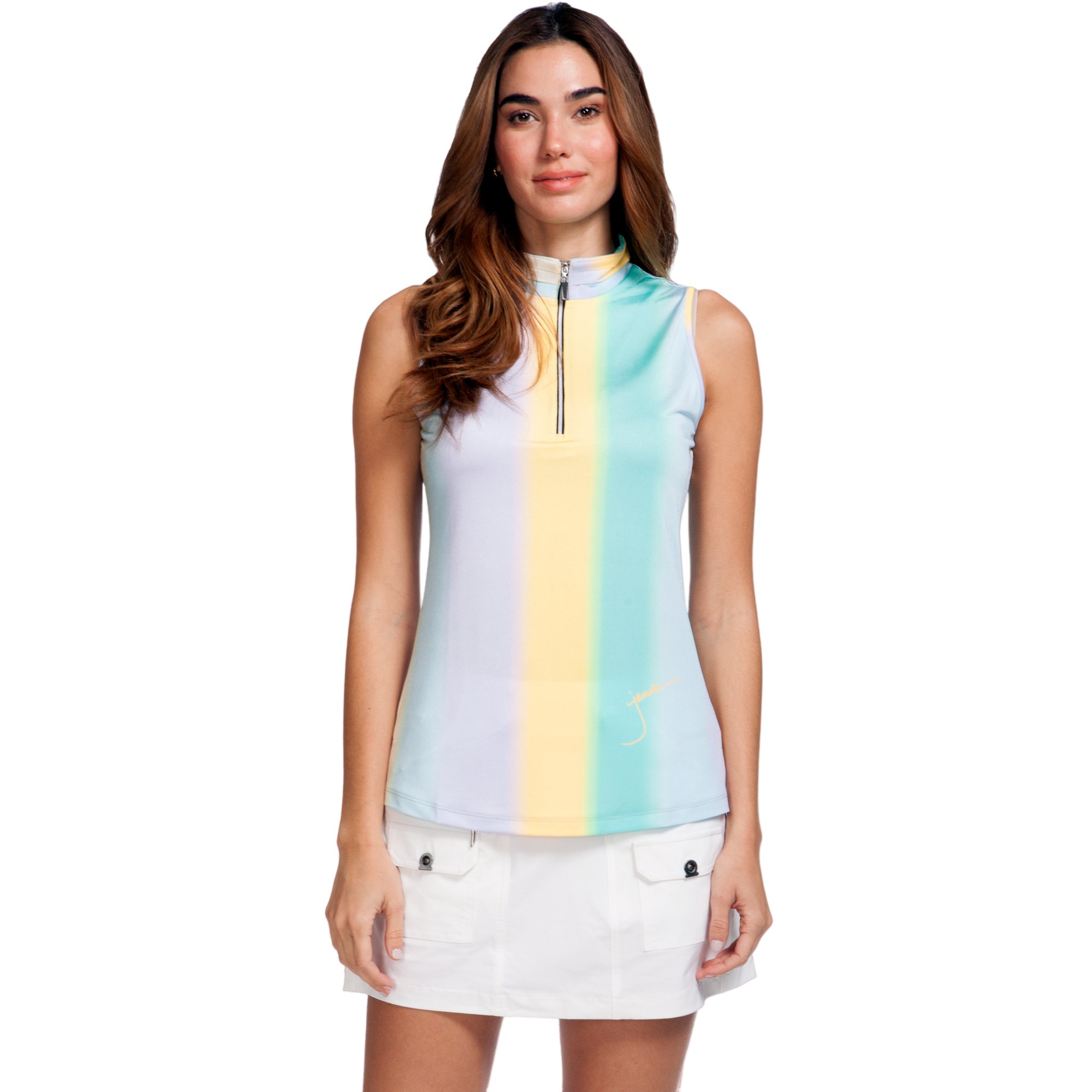 Stratus Ombre Stripe Quarter Zip Women's Sleeveless Golf Shirt