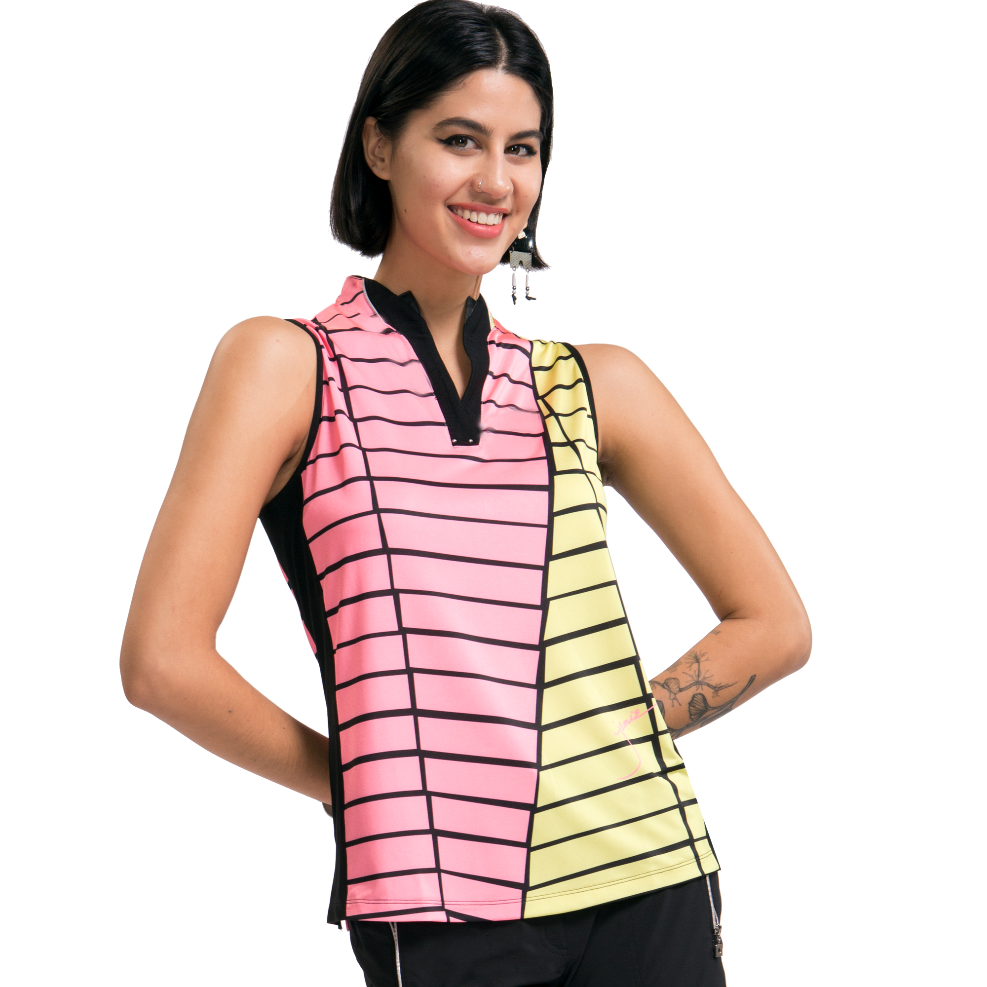 Tamati Diagonal Stripe Women's Sleeveless Golf Shirt