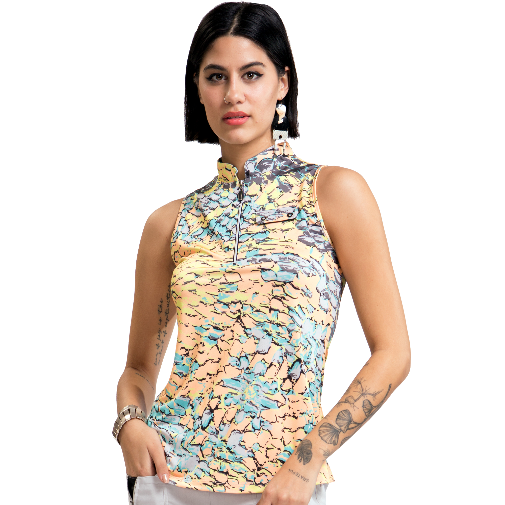 Kiku Print Women's Sleeveless Golf Shirt
