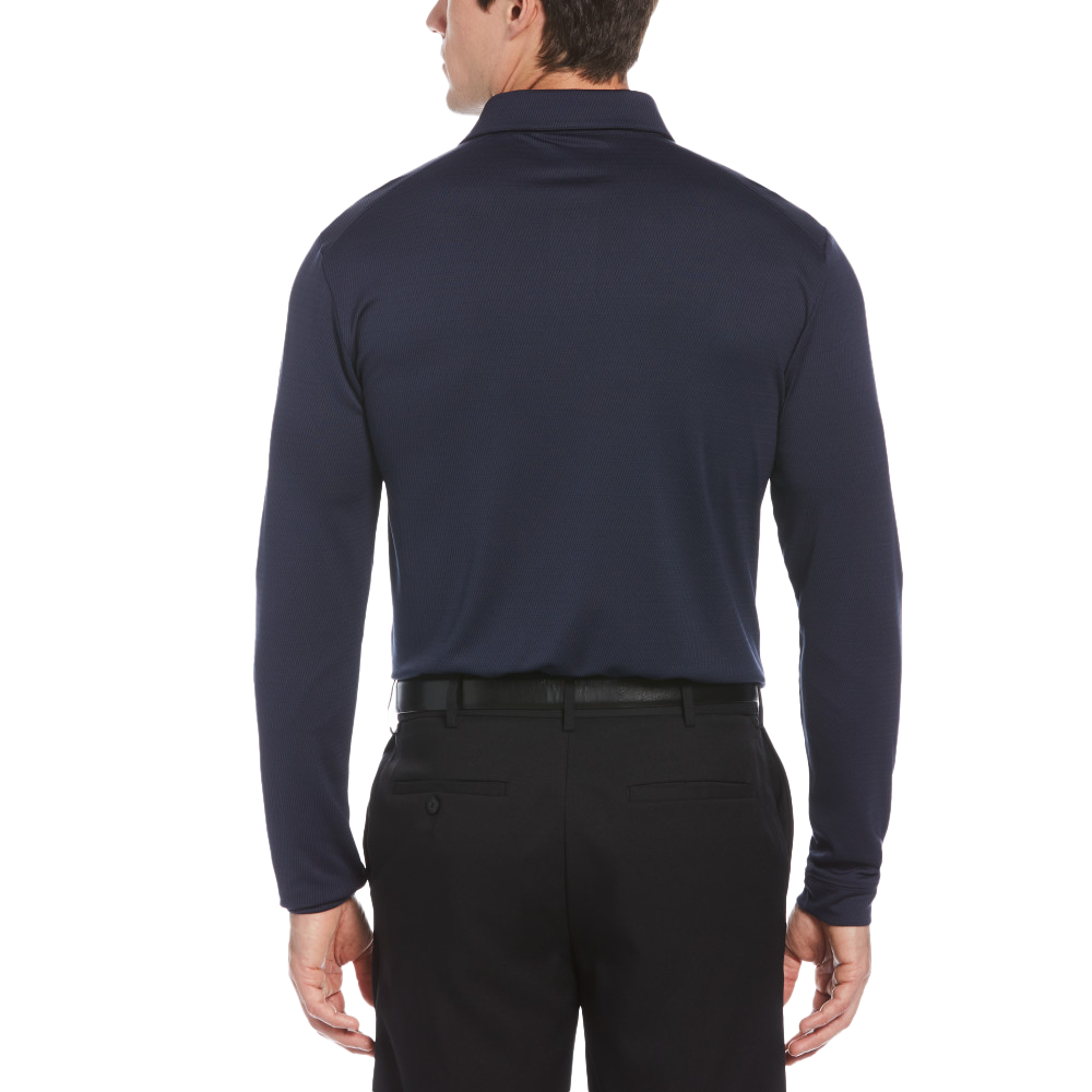 Twill Jacquard Men's Long Sleeve Golf Polo Shirt