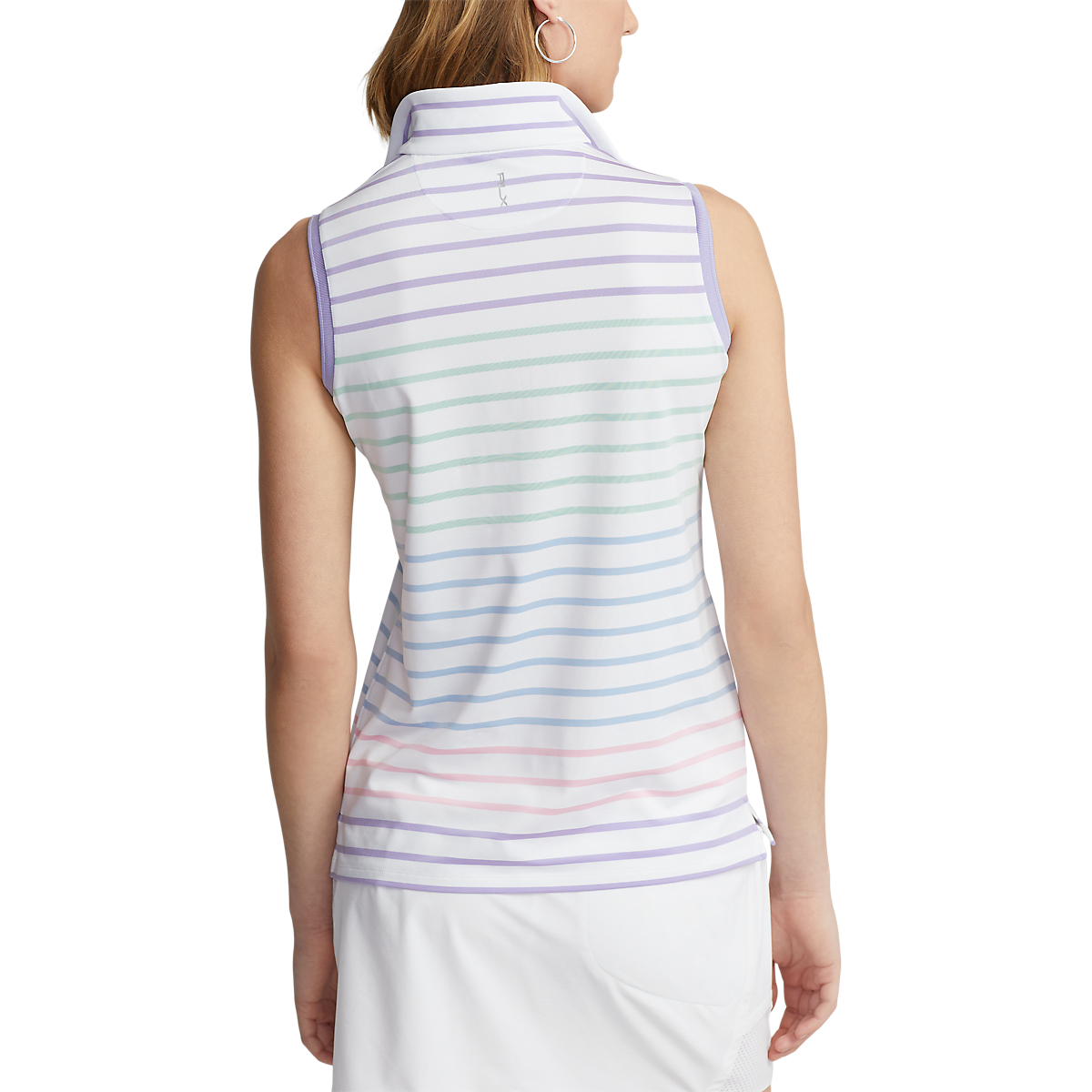 Multi Stripe Quarter Zip Women's Sleeveless Golf Polo Shirt