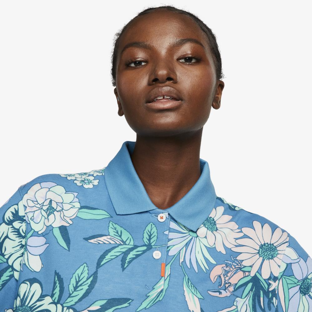 Ace Floral Print Women's Cropped Polo Shirt