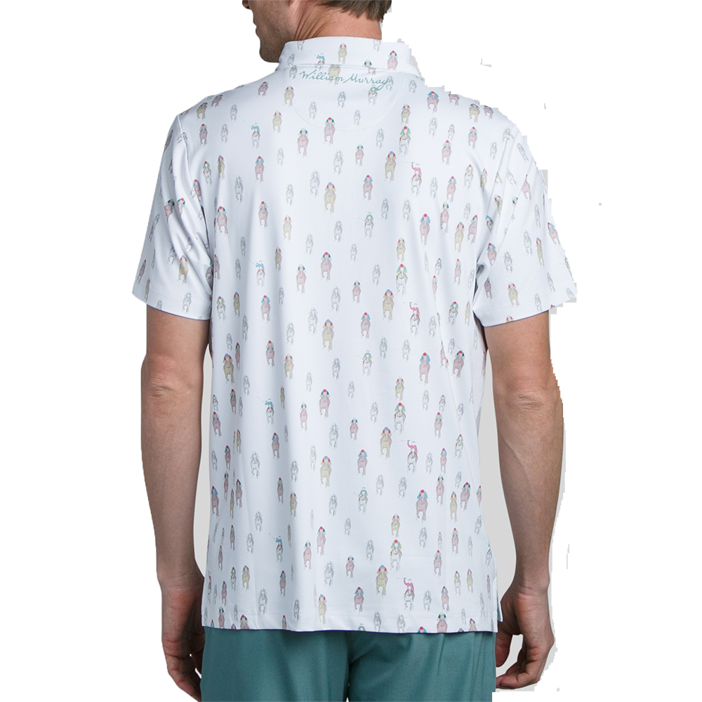 And They're Off Men's Short Sleeve Golf Polo Shirt