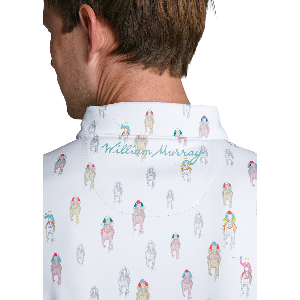 And They're Off Men's Short Sleeve Golf Polo Shirt