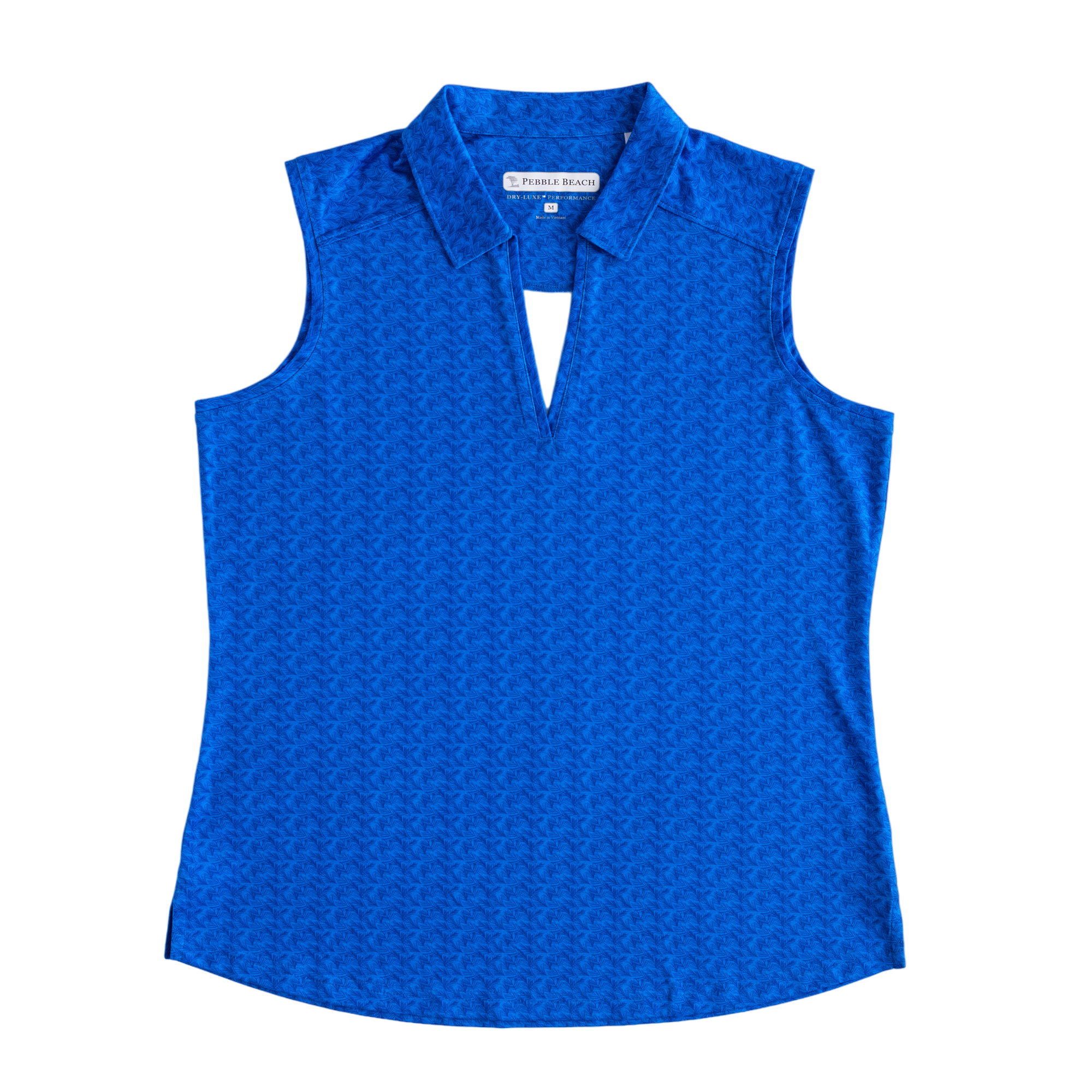 Leaf Print V Neck Women's Sleeveless Golf Polo Shirt