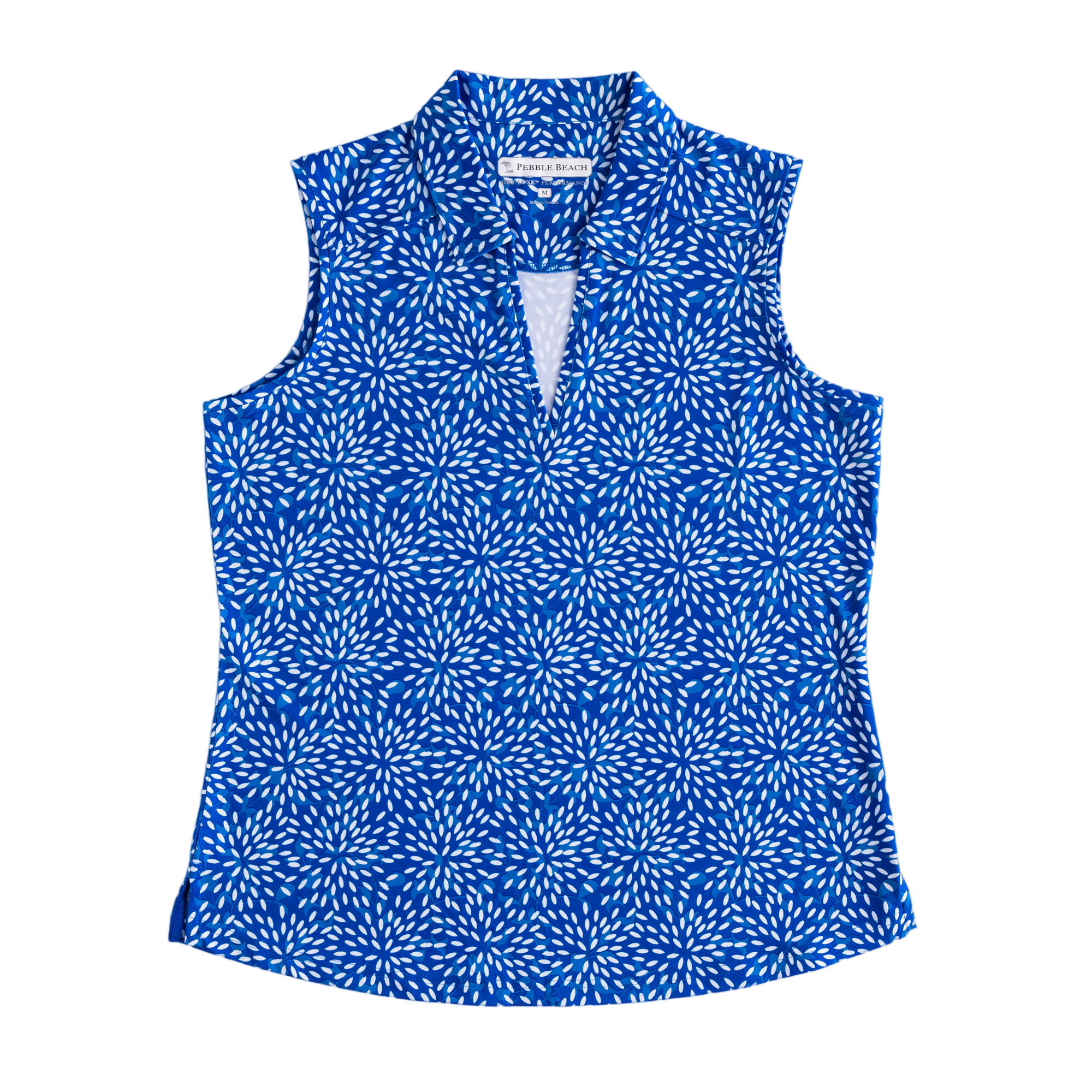 Floral Print V Neck Women's Sleeveless Golf Polo Shirt