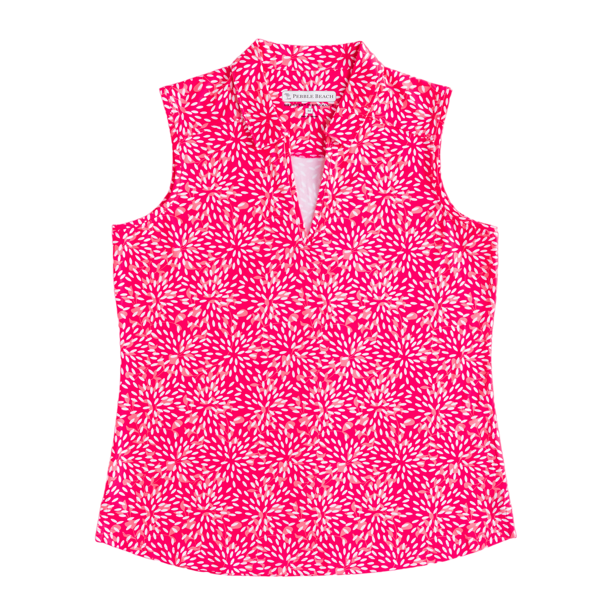 Floral Print V Neck Women's Sleeveless Golf Polo Shirt