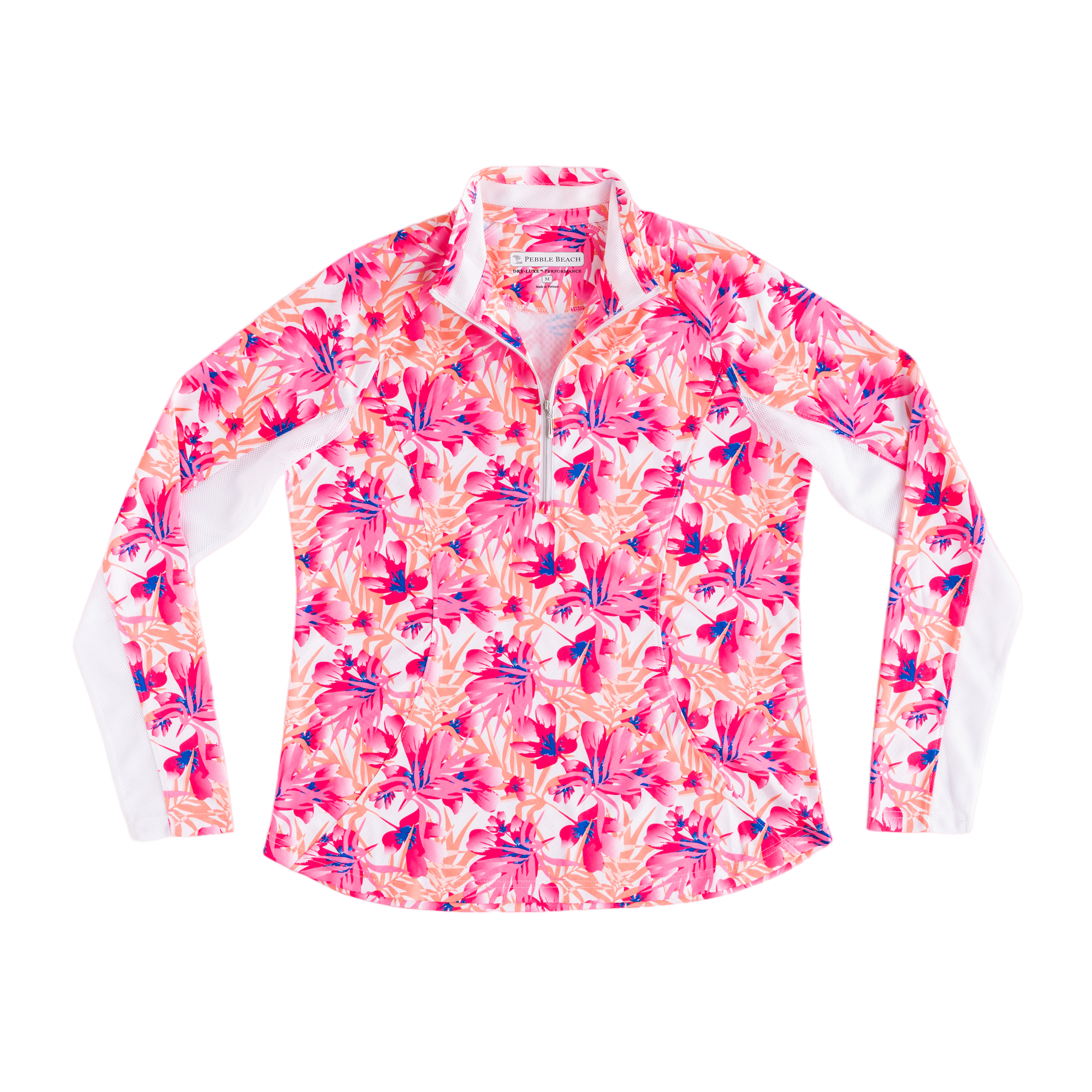 Floral Print Textured Quarter Zip Pull Over
