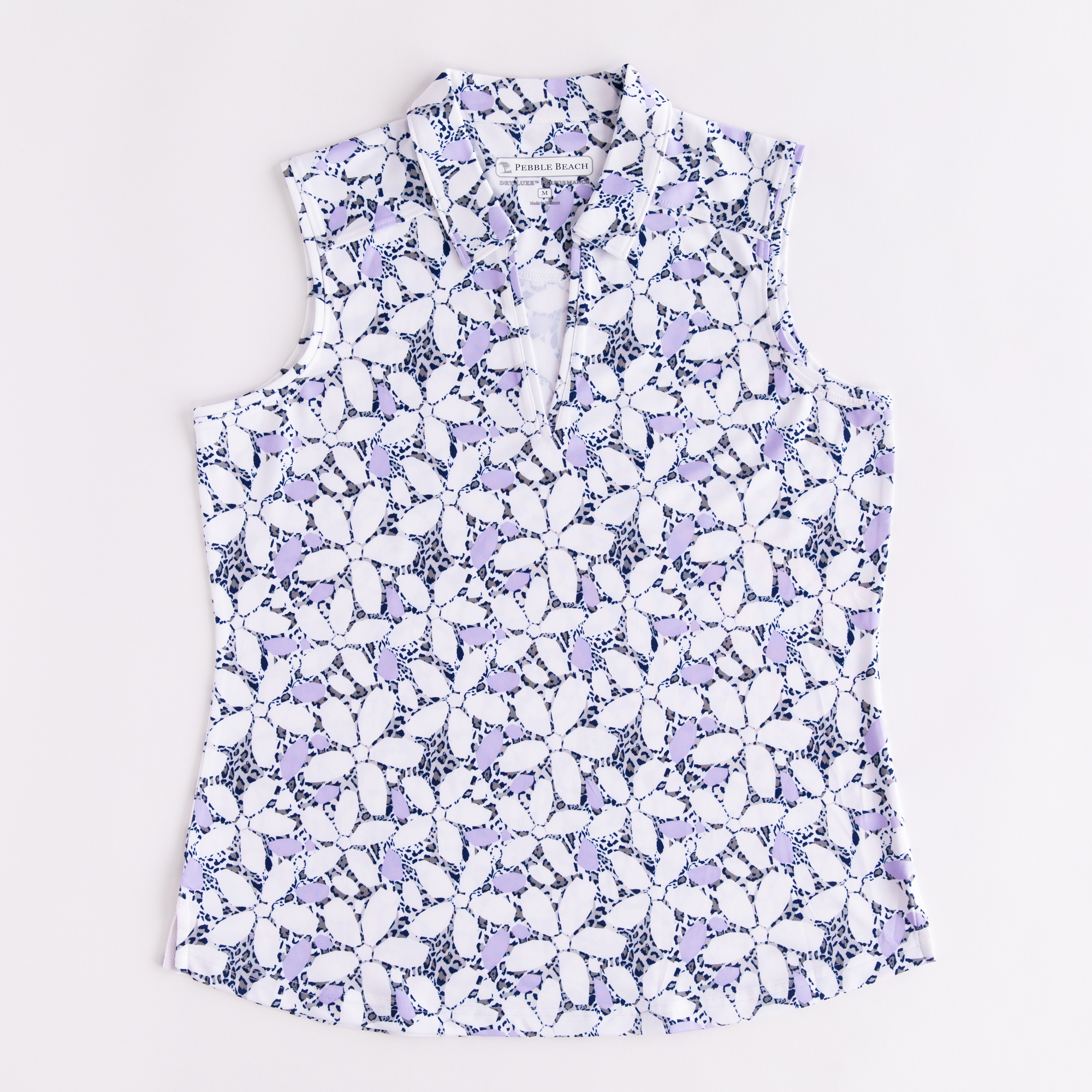 Mosaic Print V-Neck Sleeveless Polo Shirt