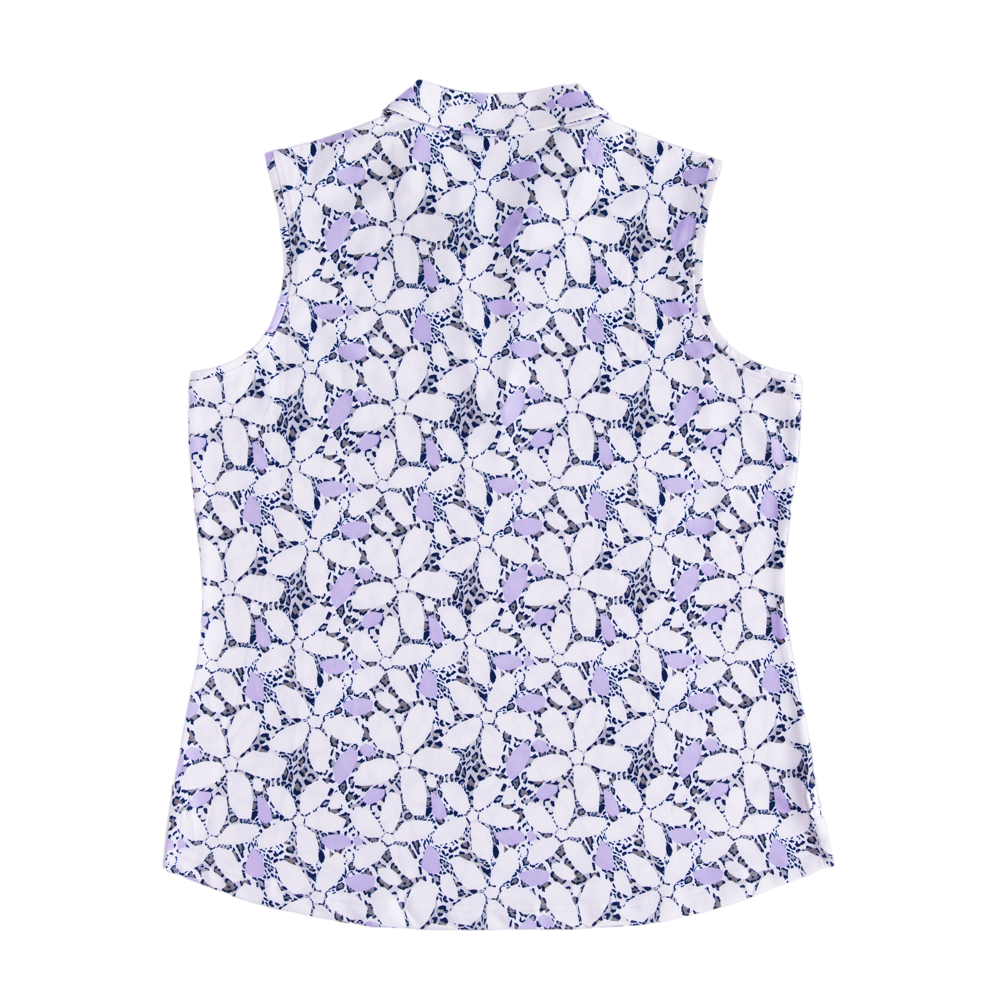 Mosaic Print V-Neck Sleeveless Polo Shirt