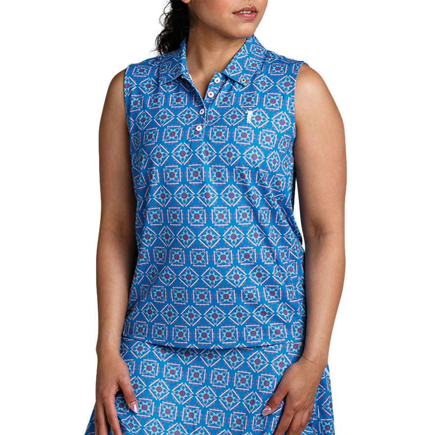 Classic Sandy Tiles Women's Sleeveless Golf Polo Shirt