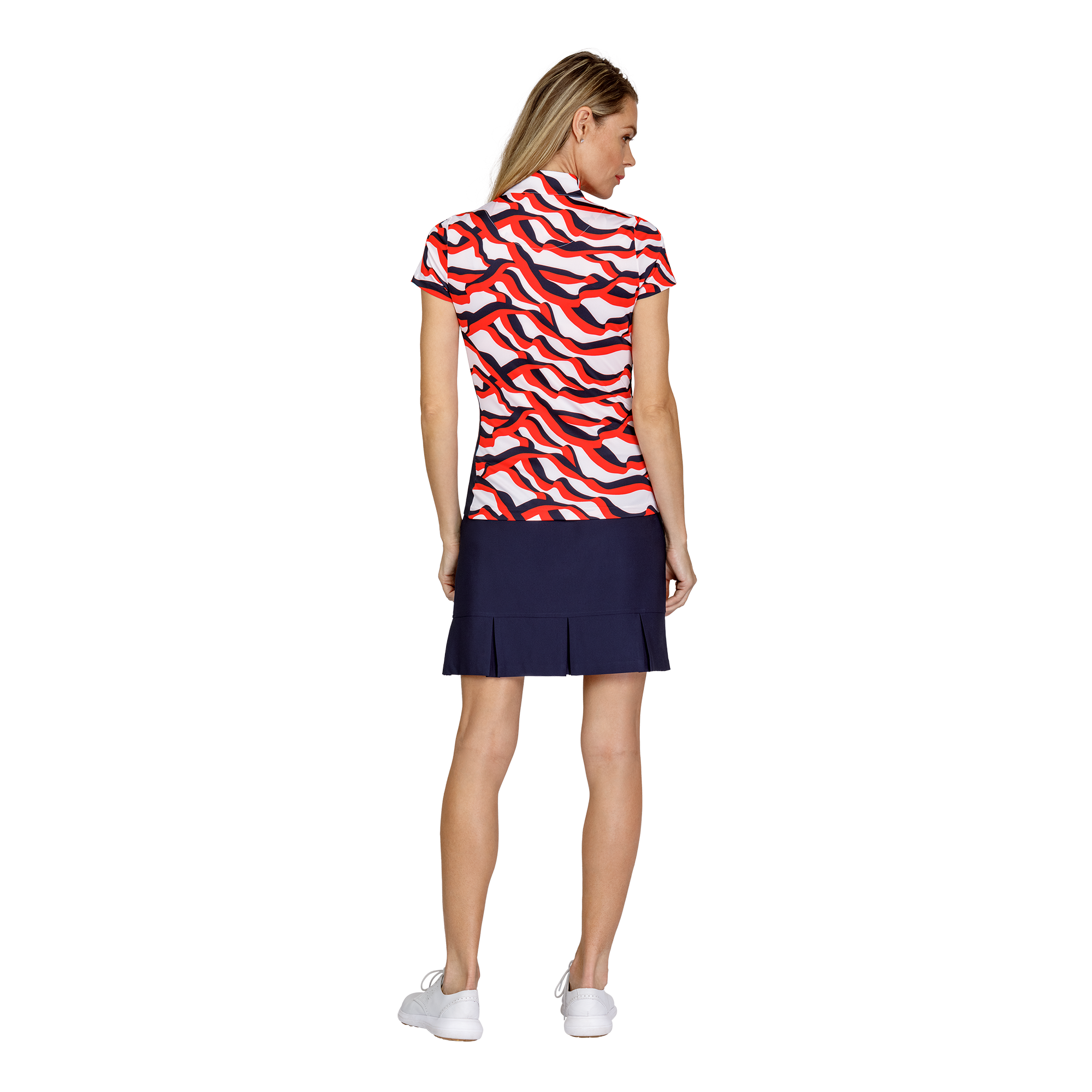 Neve Deco Wave Print Women's Short Sleeve Golf Shirt