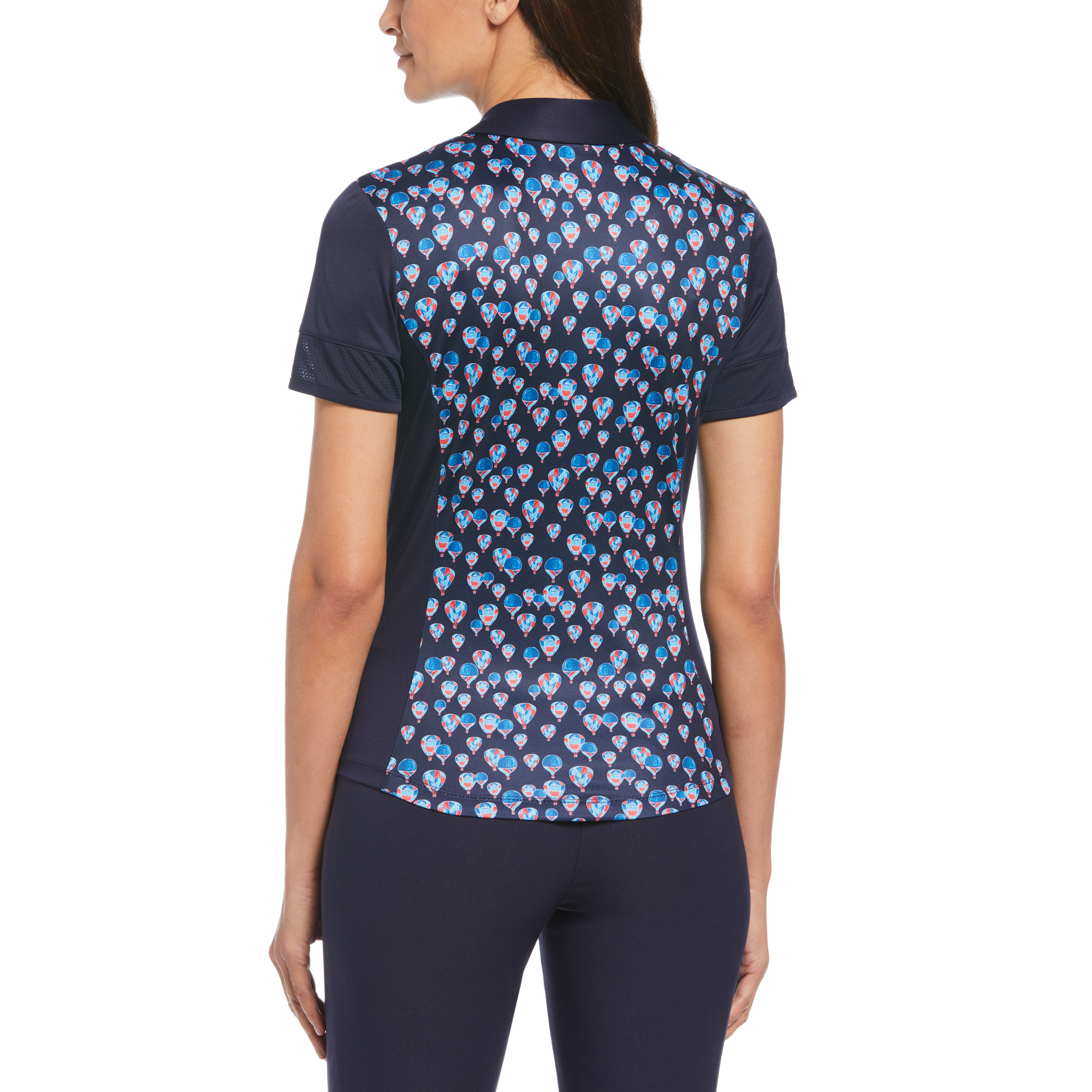 Hot Air Balloon Print Women's Short Sleeve Golf Polo Shirt