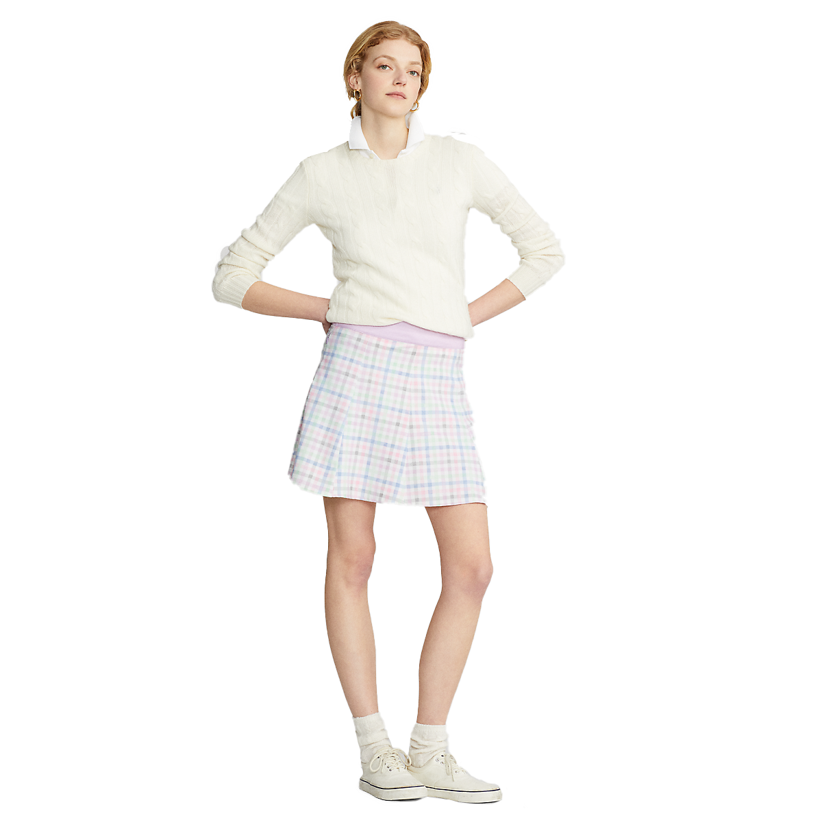 Gingham Performance Jersey A-line 17" Skort
