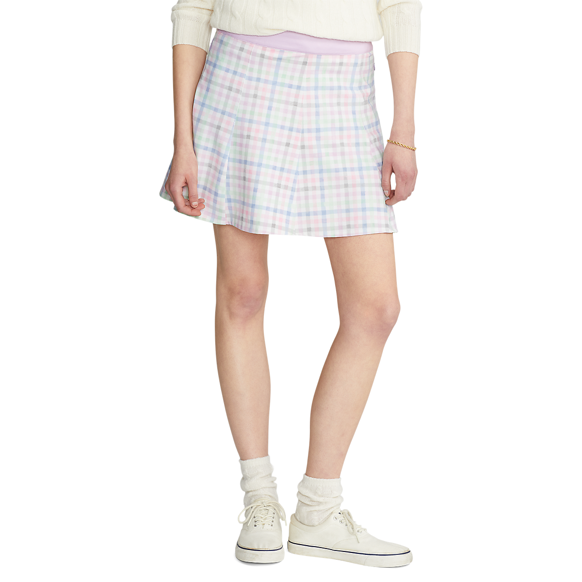 Gingham Performance Jersey A-line 17" Skort