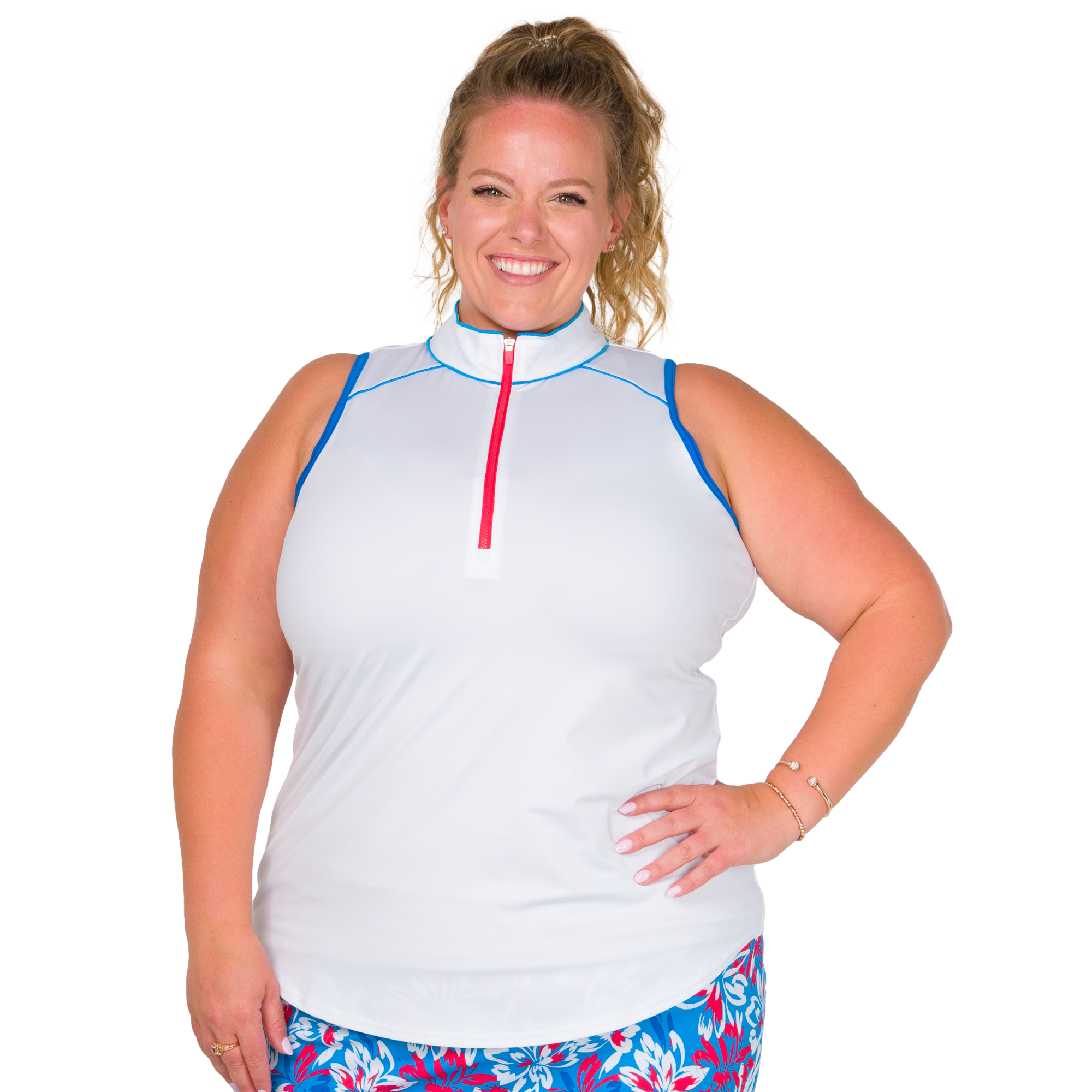 Cutaway Quarter Zip Women's Sleeveless Golf Polo Shirt