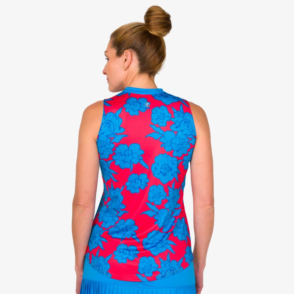 Rum Punch Collection: Bold Floral Quarter Zip Sleeveless Polo