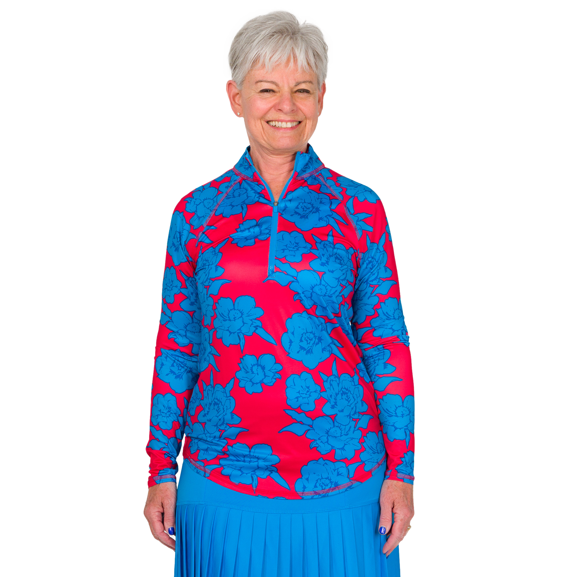 Rum Punch Collection: Bold Floral Print Quarter Zip Pull Over