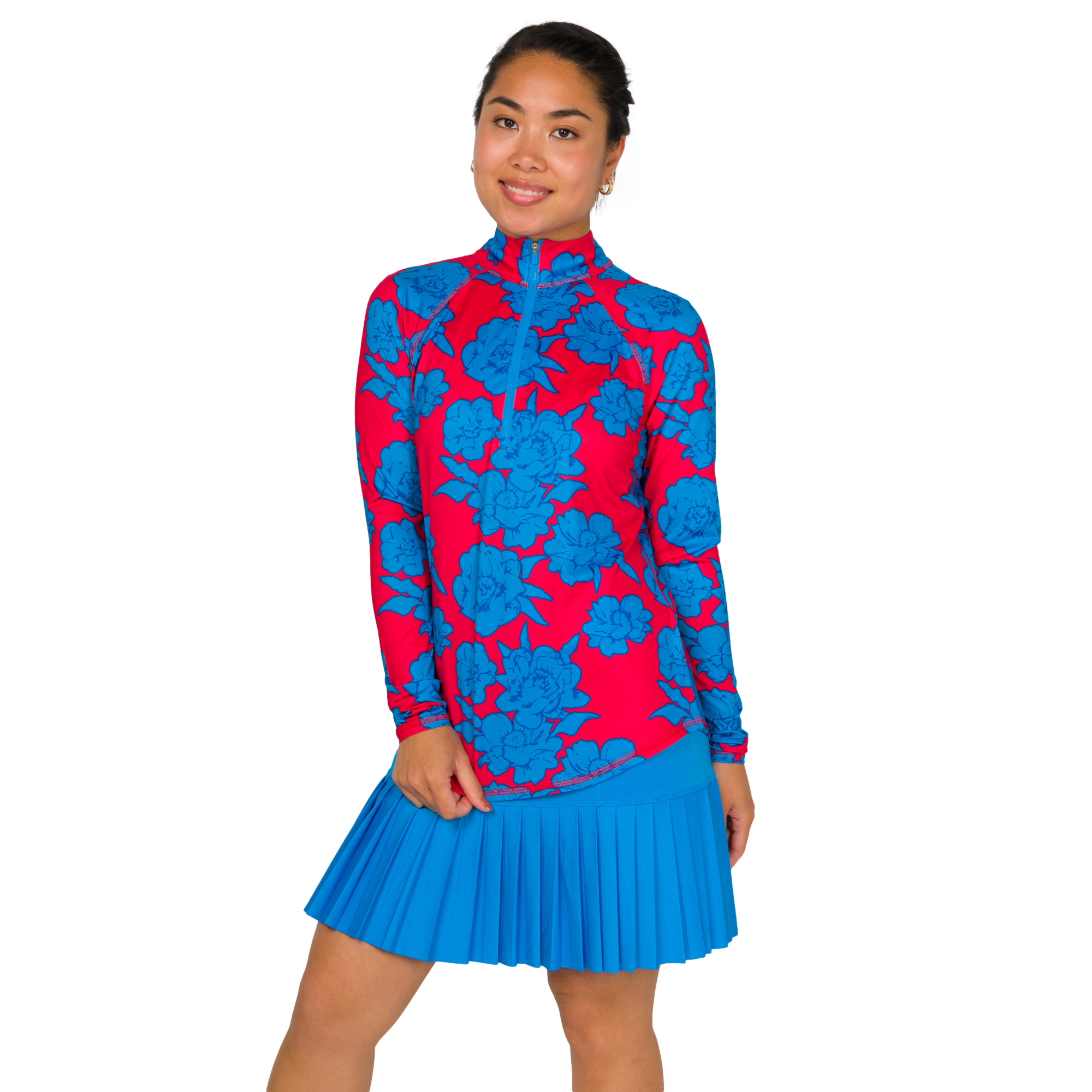 Rum Punch Collection: Bold Floral Print Quarter Zip Pull Over