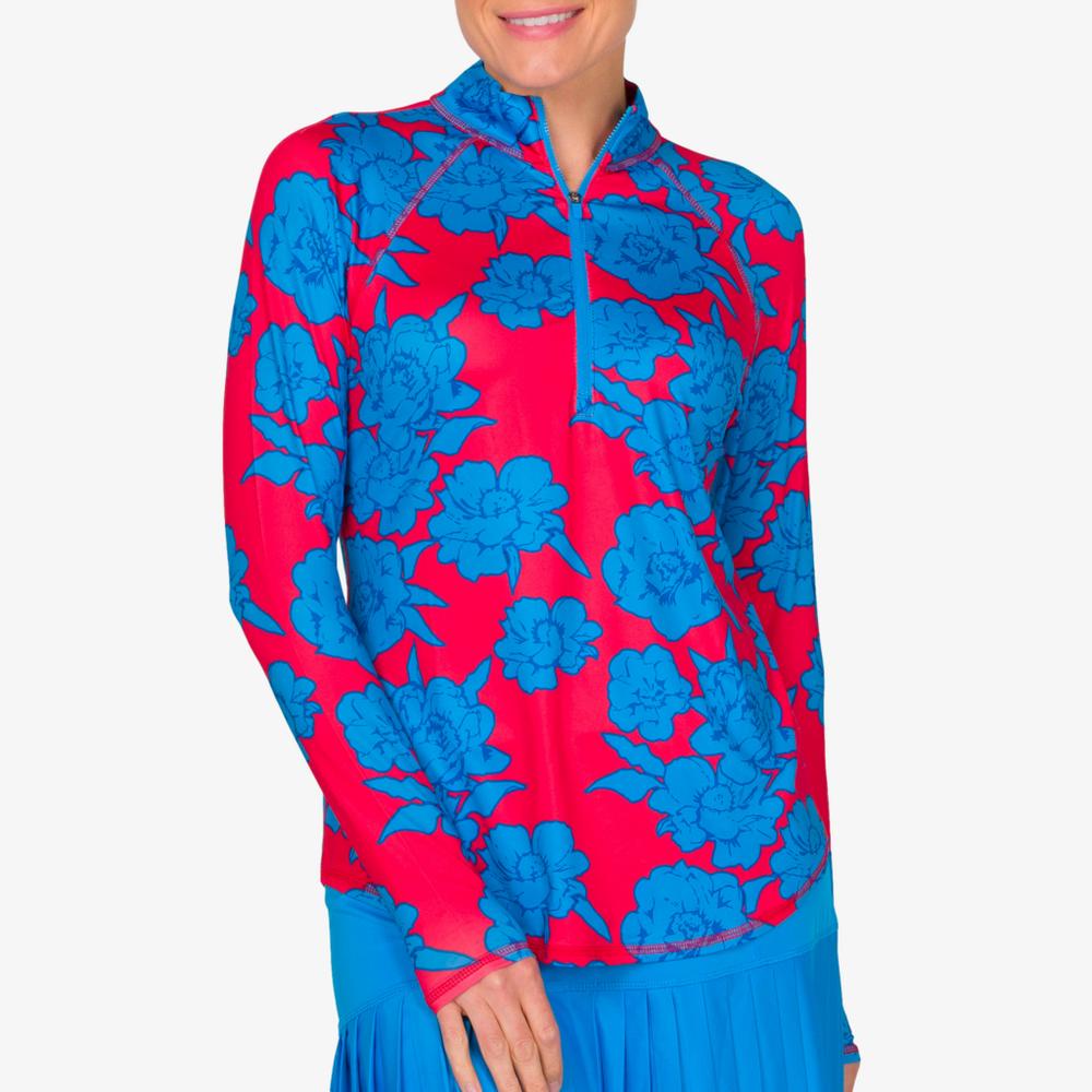Rum Punch Collection: Bold Floral Print Quarter Zip Pull Over